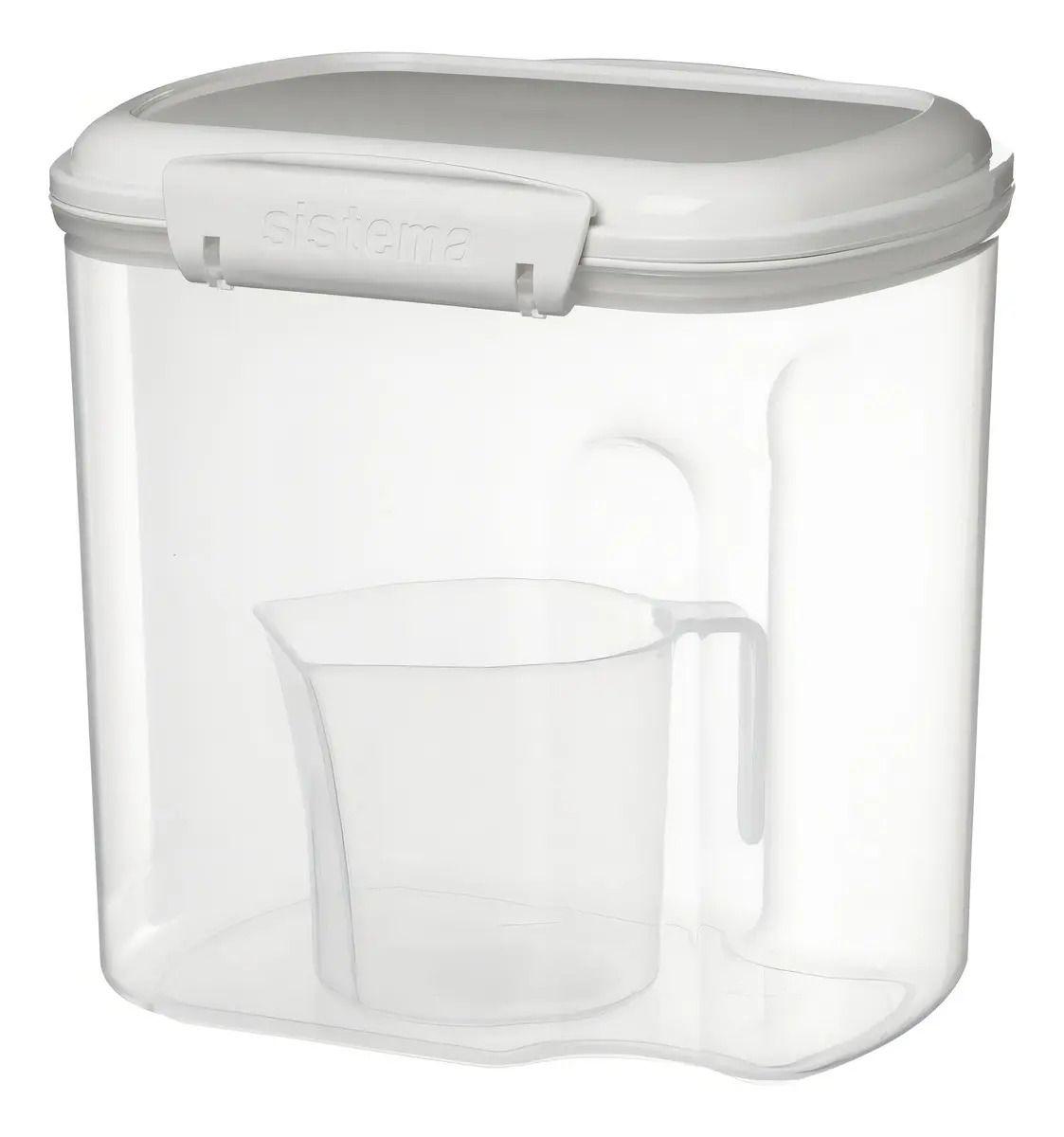 Recipiente Blanco Plástico 2.4l Con Tapa Sistema Repostería Microondas-2