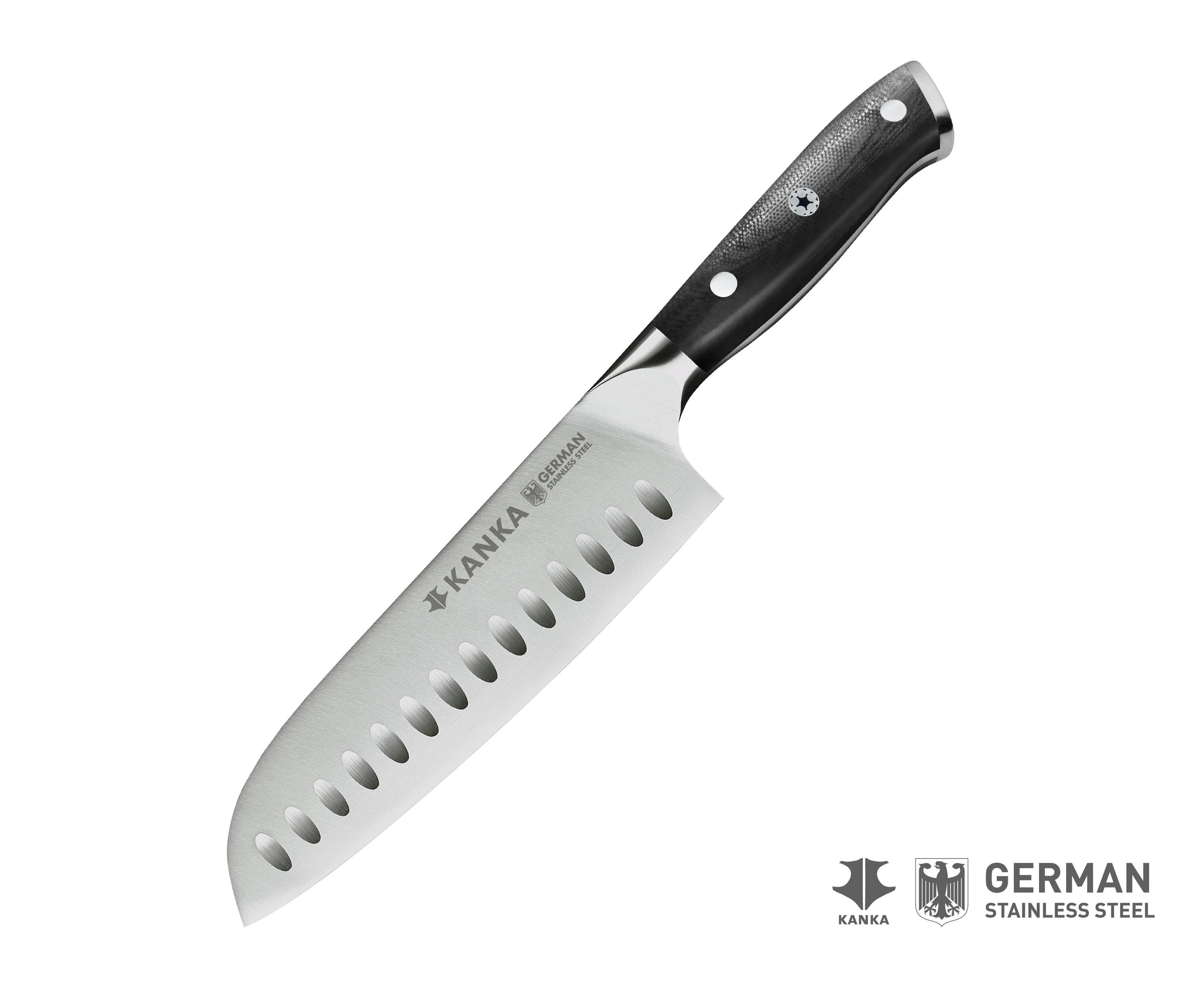 Cuchillo Acero Alemán Kanka Santoku Premium Negro-0
