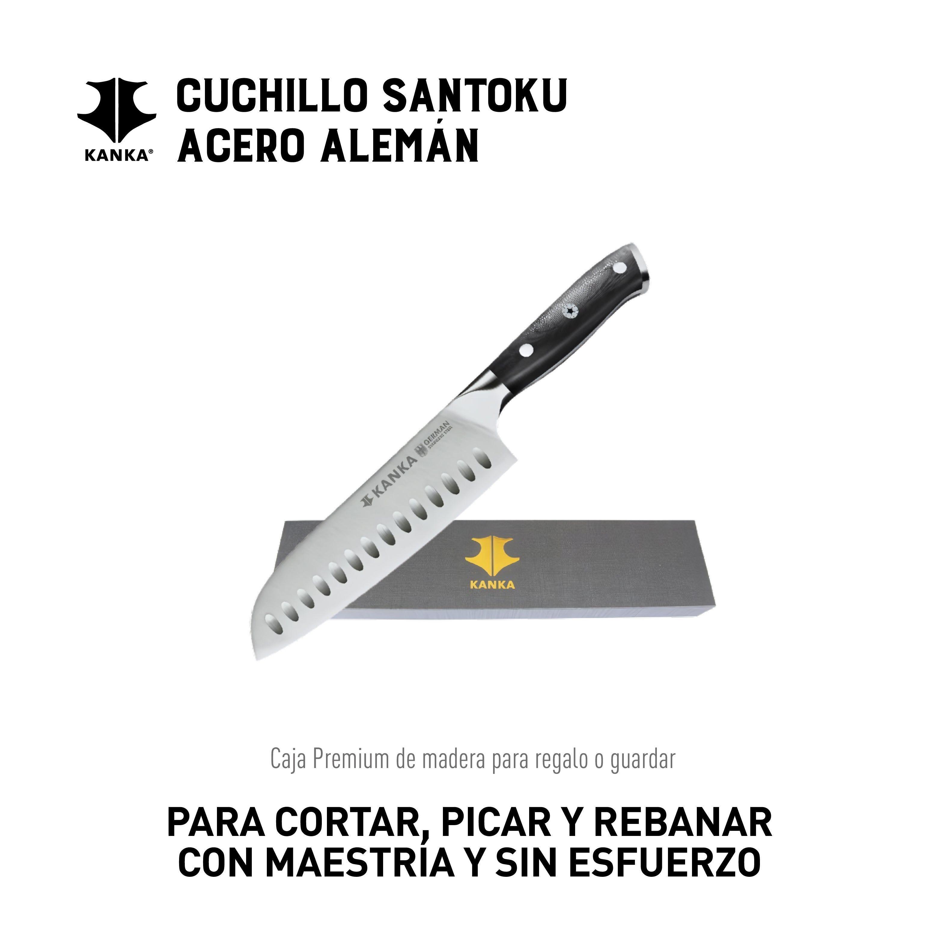 Cuchillo Acero Alemán Kanka Santoku Premium Negro-1