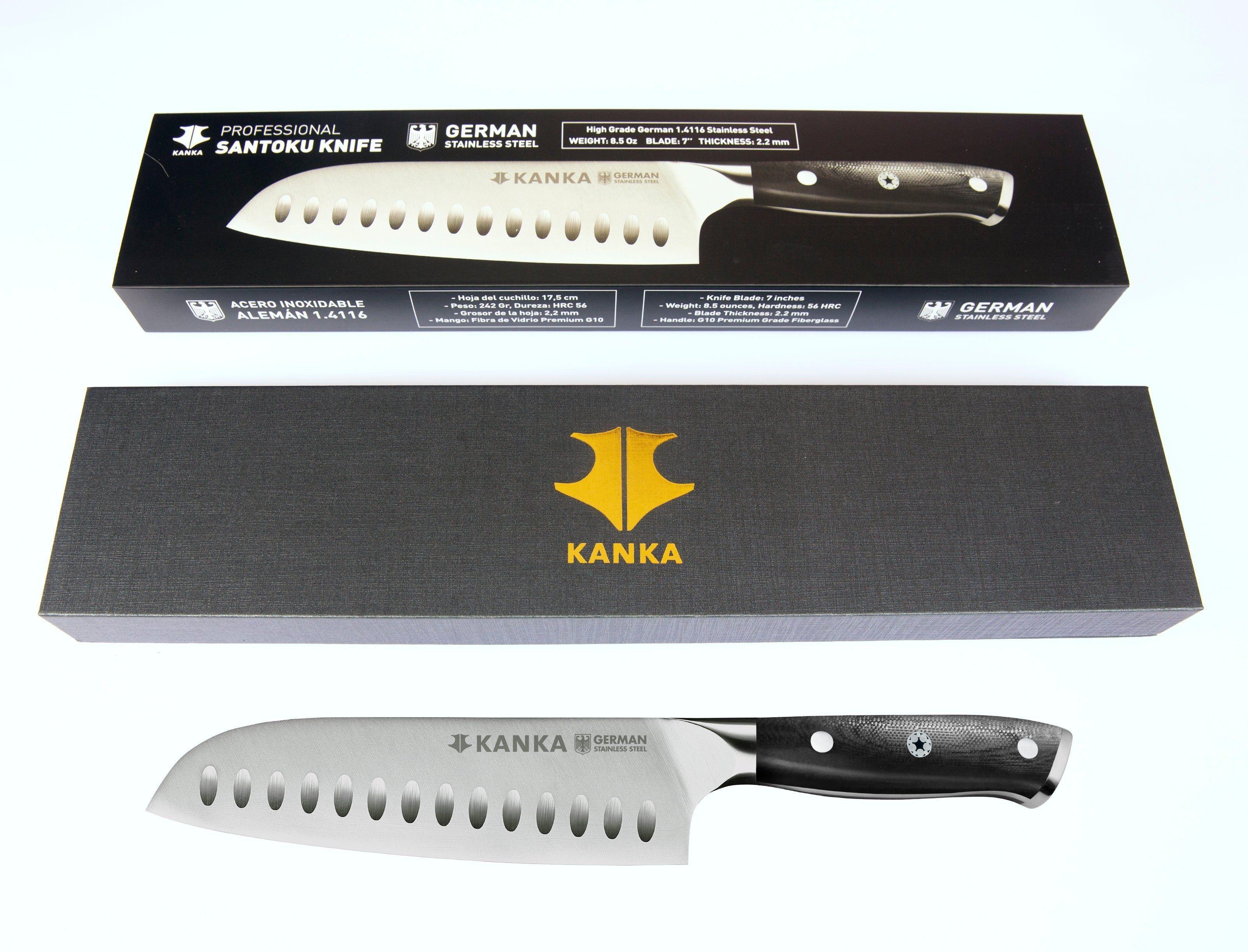 Cuchillo Acero Alemán Kanka Santoku Premium Negro-6