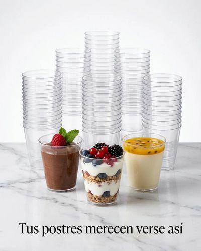 50 Vasos Plastico Cristal 90ml Postre Degustación Y Shots Transparente-1