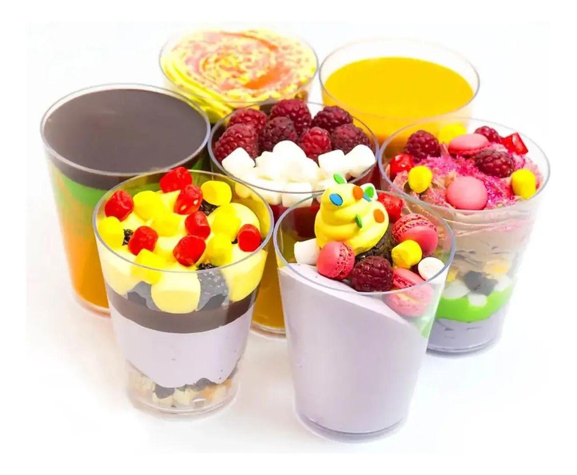 50 Vasos Plastico Cristal 90ml Postre Degustación Y Shots Transparente-2