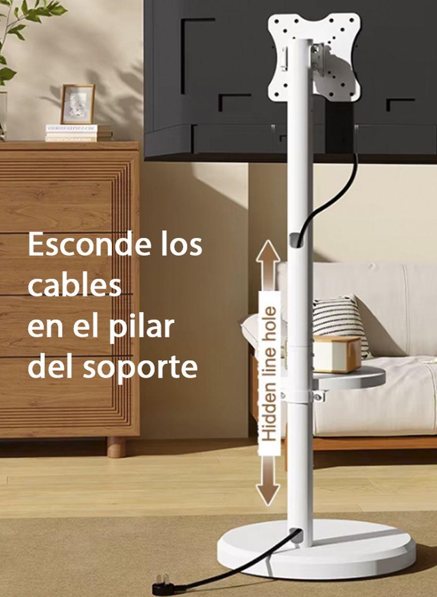 Soporte TV con ruedas vertical y horizontal blanco 42 pulgadas-3
