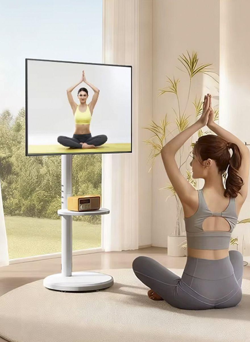 Soporte TV con ruedas vertical y horizontal blanco 42 pulgadas-4