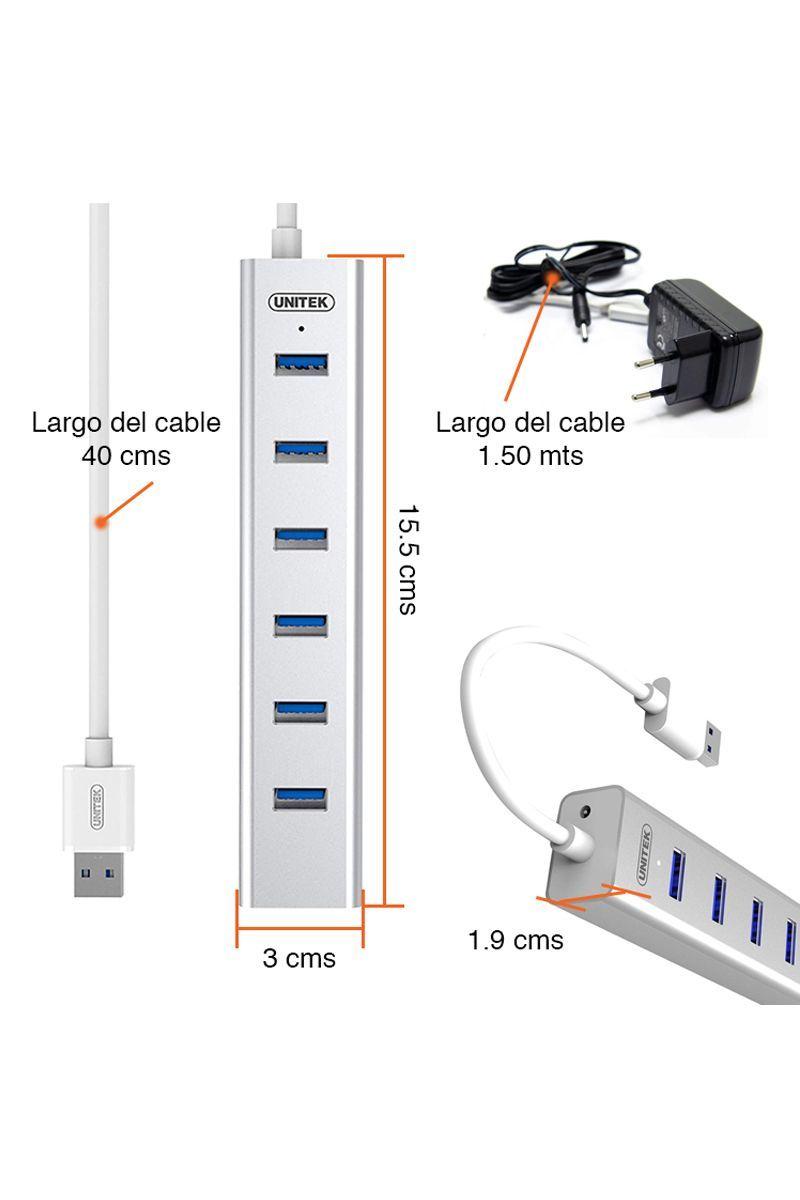 Hub USB 3.0 de 7 puertos energizado Unitek Y-3090	-4