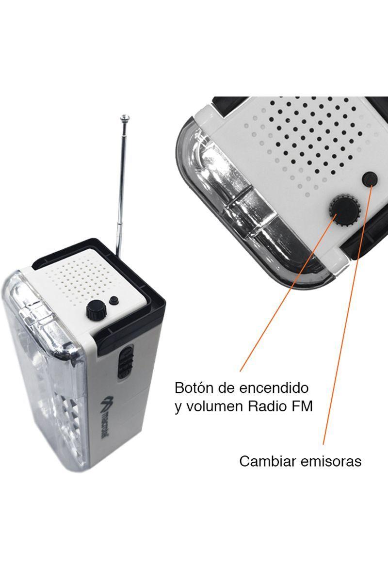 Luz emergencia led con radio FM foco recargable-3