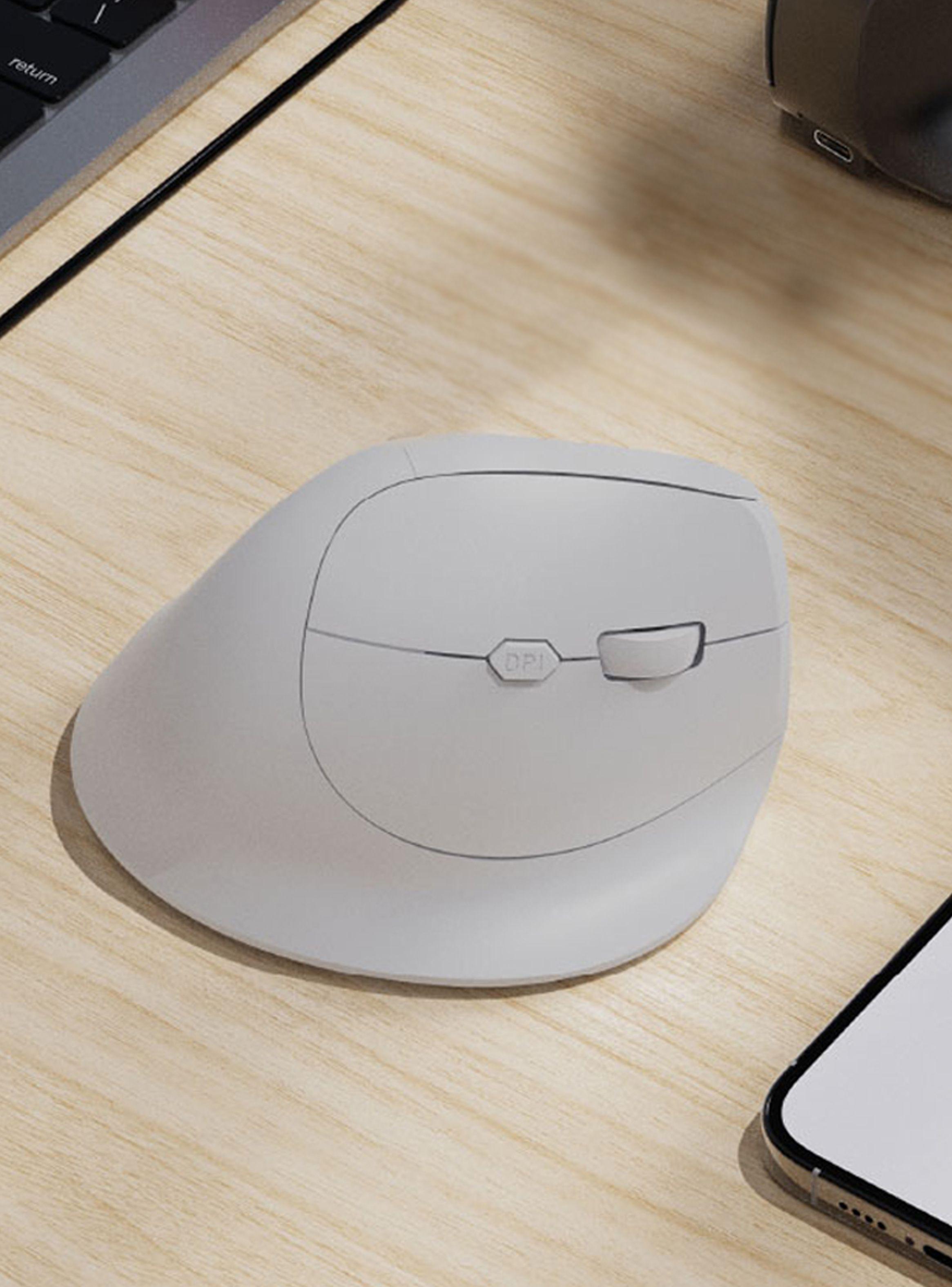 Mouse vertical inalámbrico blanco bluetooth y 2.4Ghz	-2