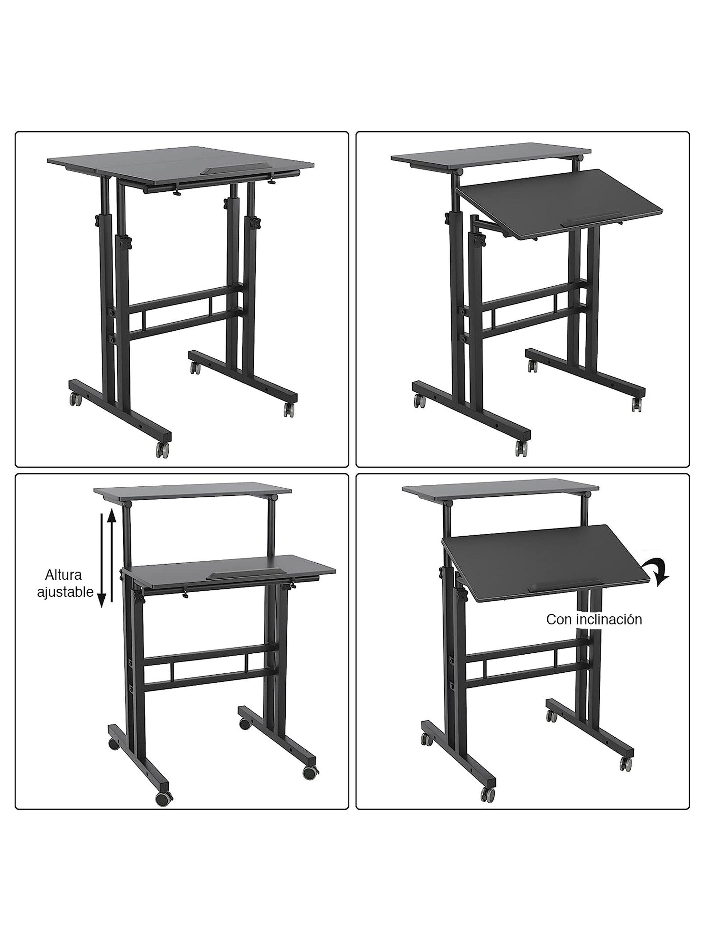 Escritorio mesa convertible altura ajustable con ruedas	-3