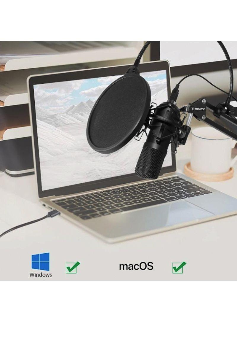 Kit Micrófono condensador USB con atril y antipop NW-800KU-4