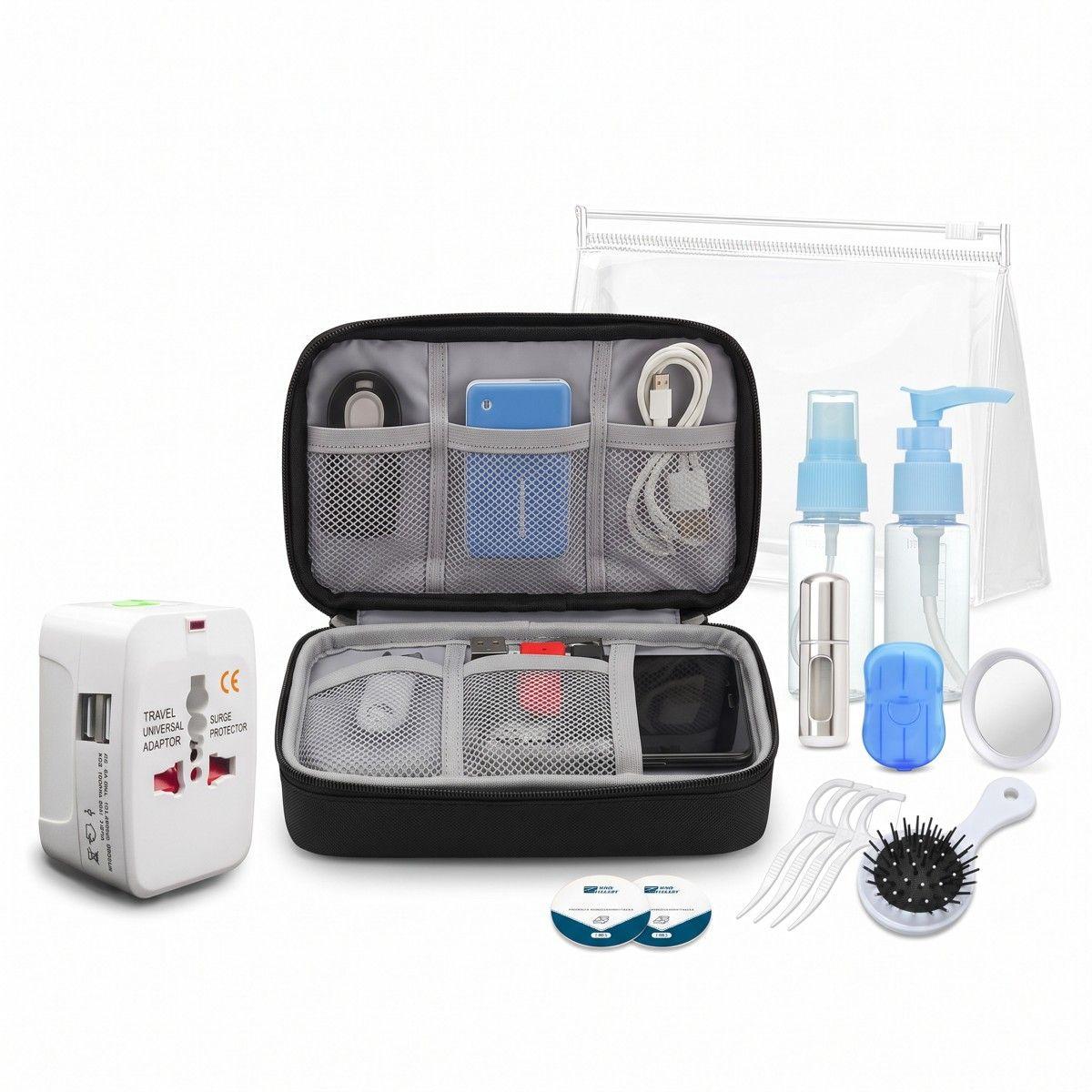 Kit Viaje: Organizador de Cables + Adaptador de Enchufe Universal + Kit de Aseo-0