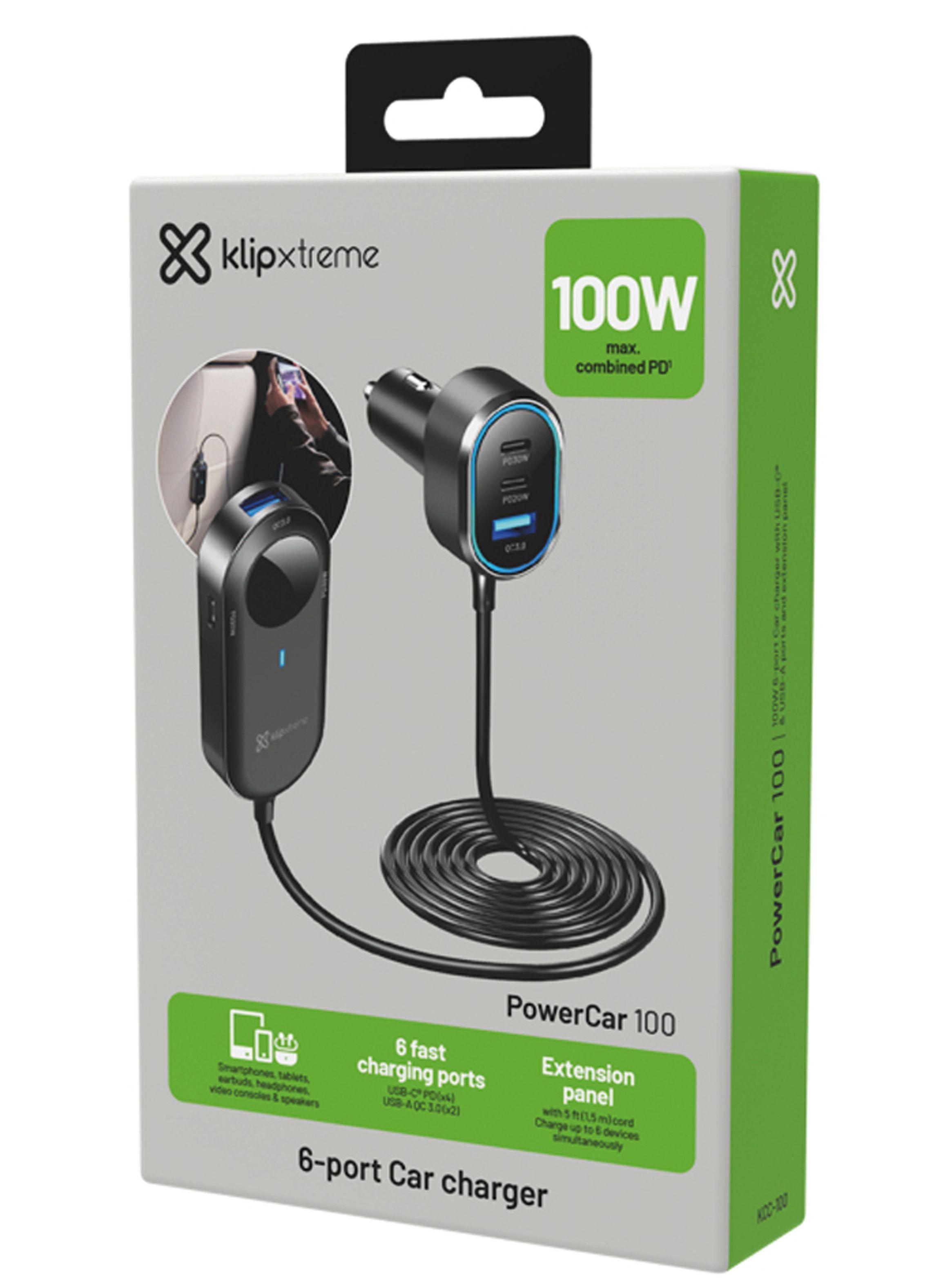 Cargador de auto con extensión USB C 6 puertos 100W-5