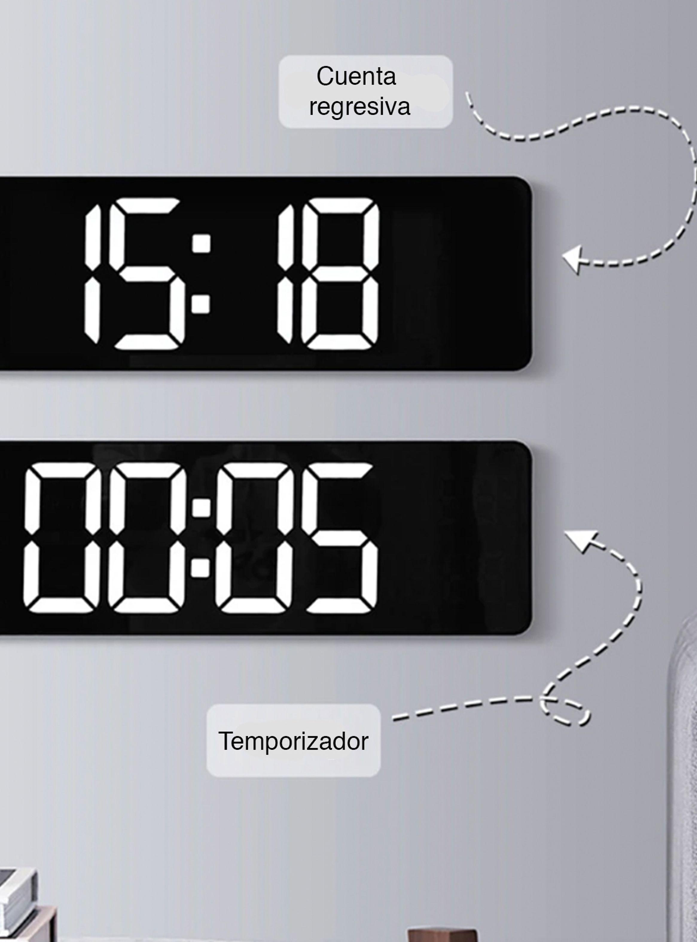 Reloj digital pared grande con temporizador y temperatura-4
