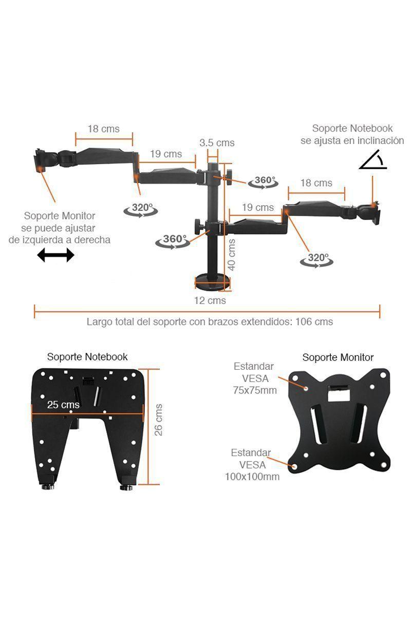 Soporte Monitor y Notebook brazo escritorio B49-3