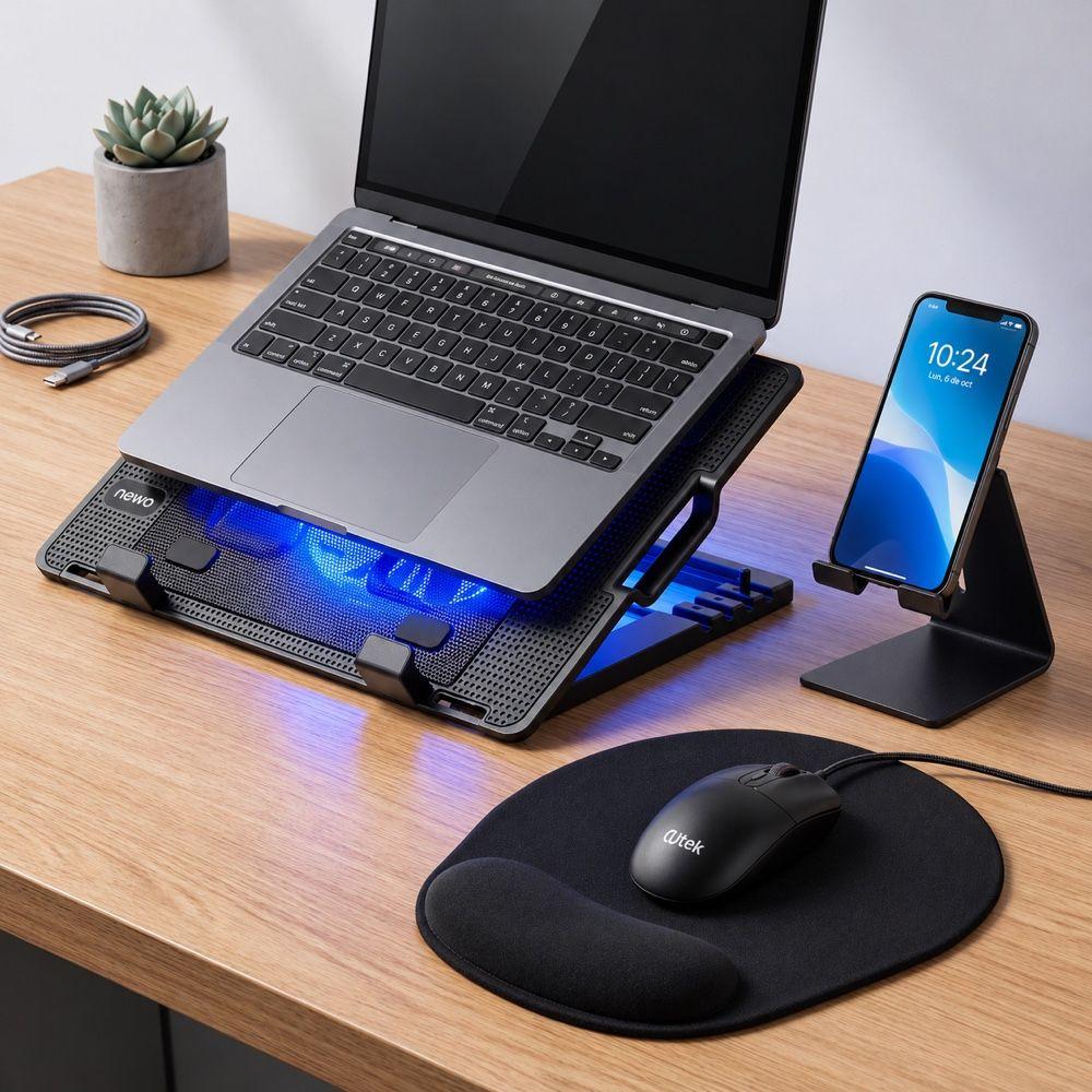 Pack Ventilador Notebook + Mouse Pad + Soporte Celular-0