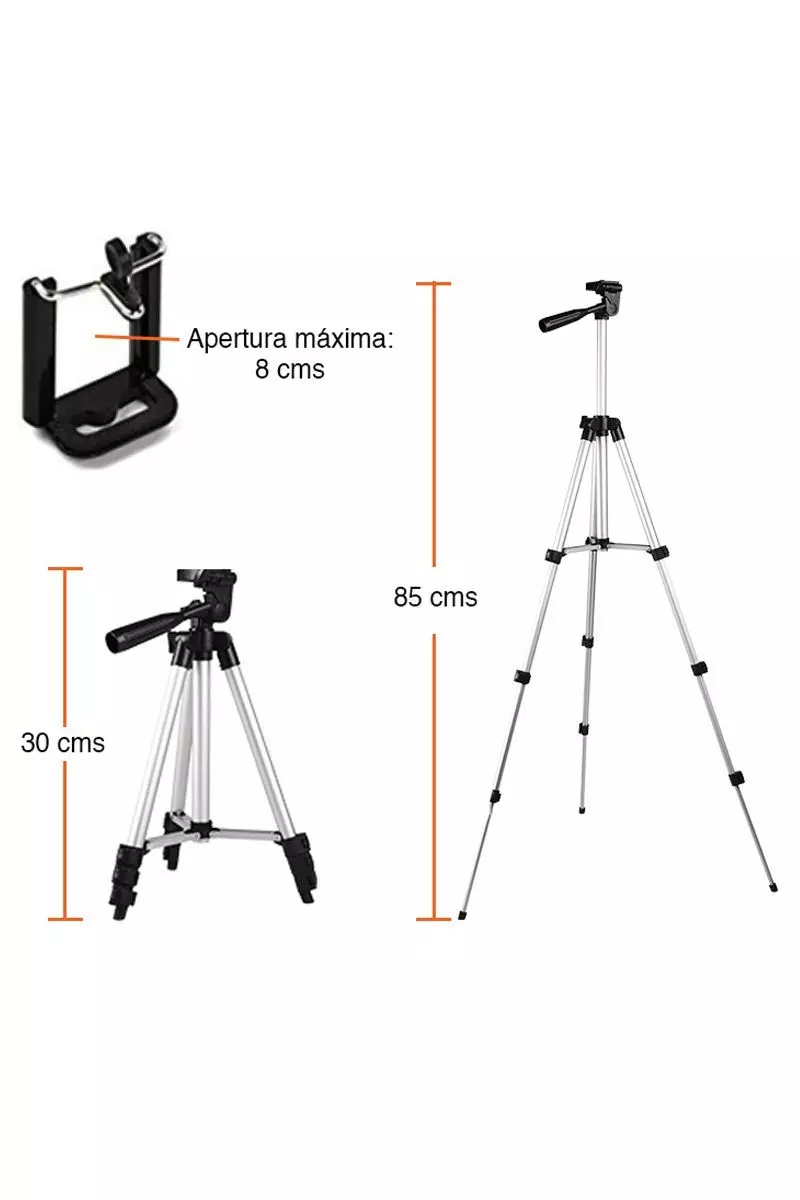 Trípode para celular y cámara ajustable 4 niveles aluminio-2