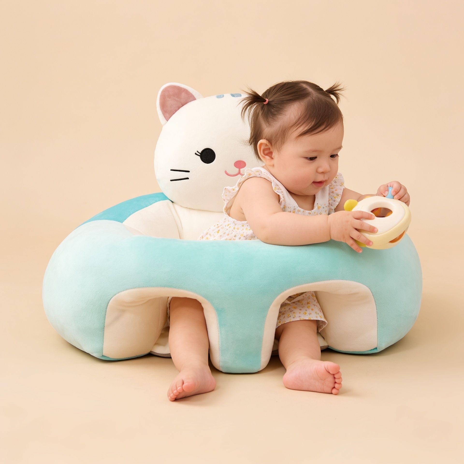 Sillón de Apoyo Bebé SensiBlue Diseño Gatito con Bolsa de Transporte-2
