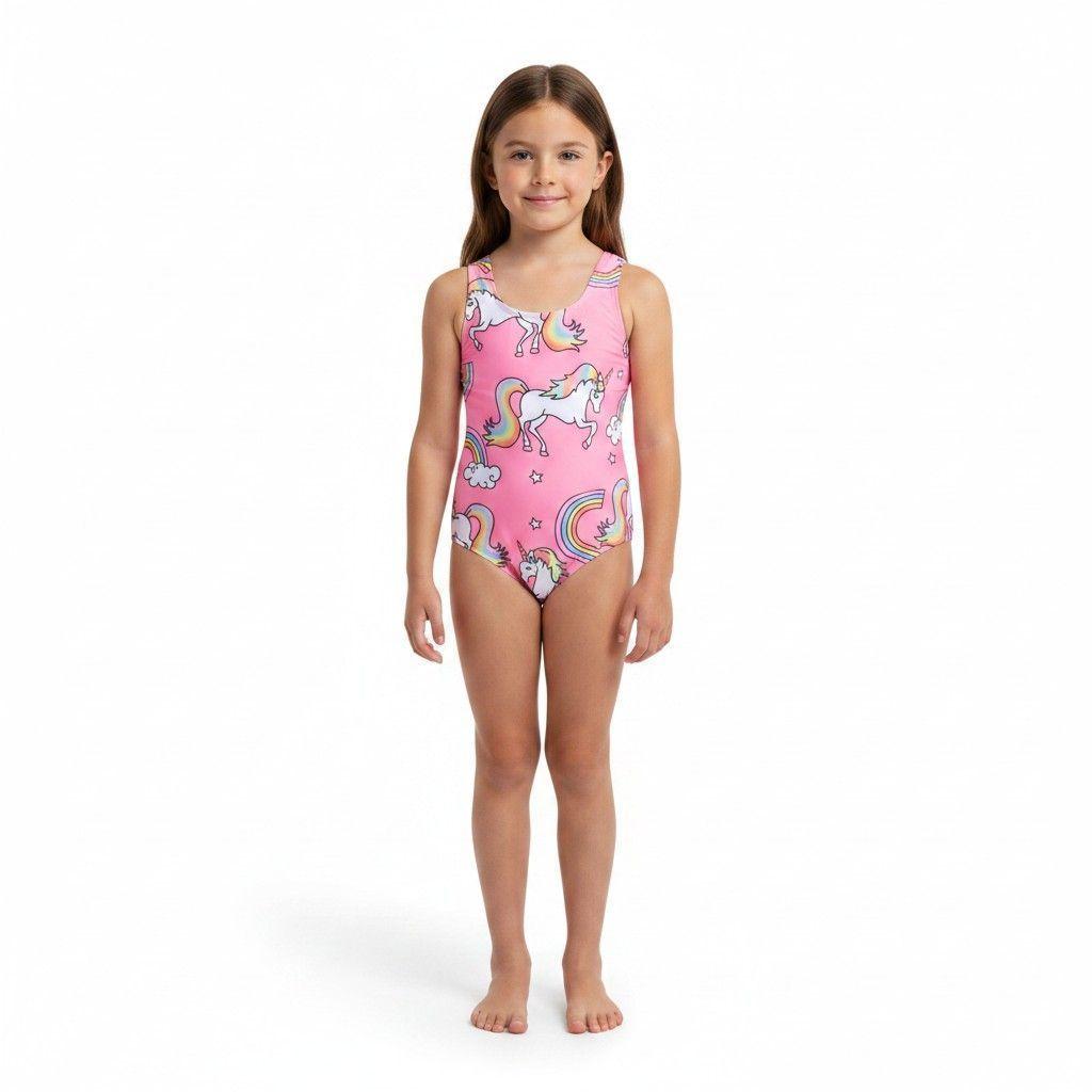 Traje de Baño Niña Diseños Cisnes Unicornios Caballitos de mar-3