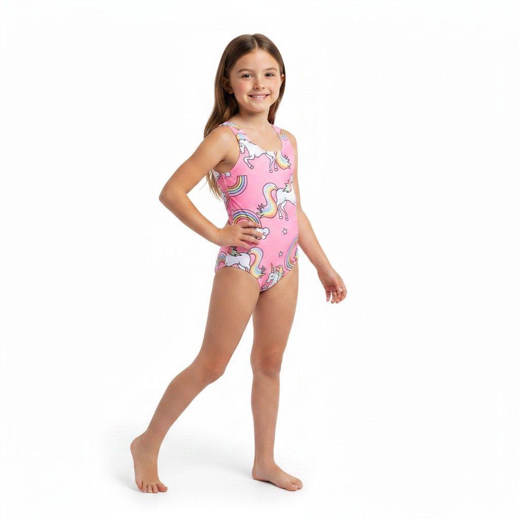 Traje de Baño Niña Diseños Cisnes Unicornios Caballitos de mar-4