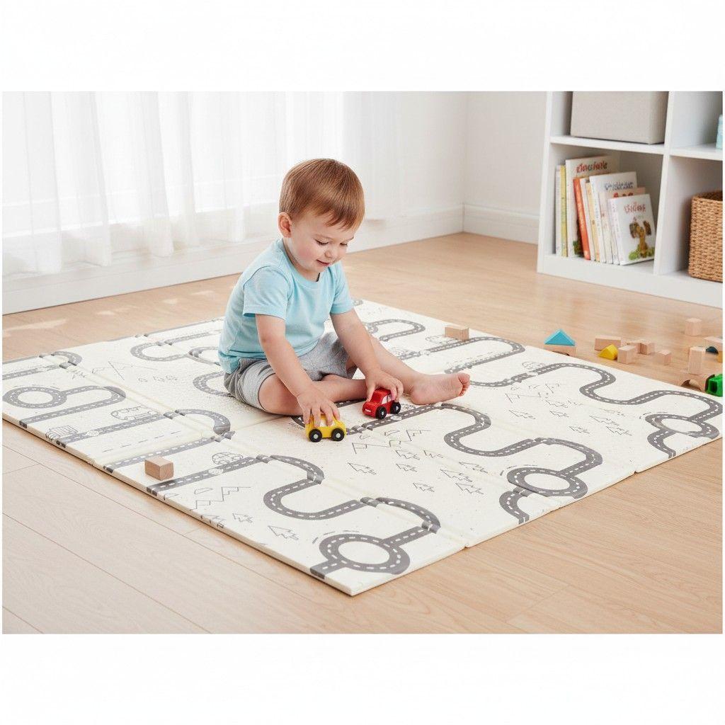 Alfombra Antigolpes para Bebé 200x180 cm Reversible, Plegable y Extra Gruesa-0