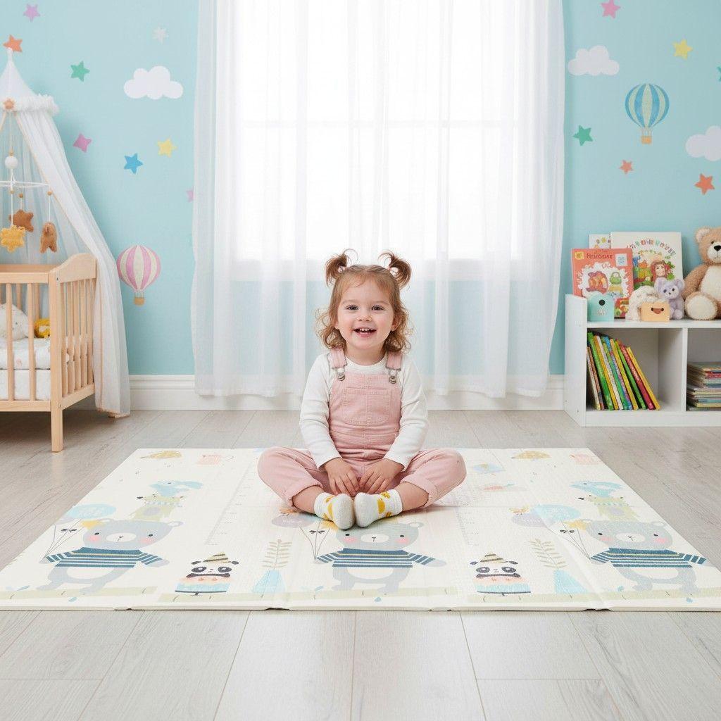Alfombra Antigolpes para Bebé 200x180 cm Reversible, Plegable y Extra Gruesa-2