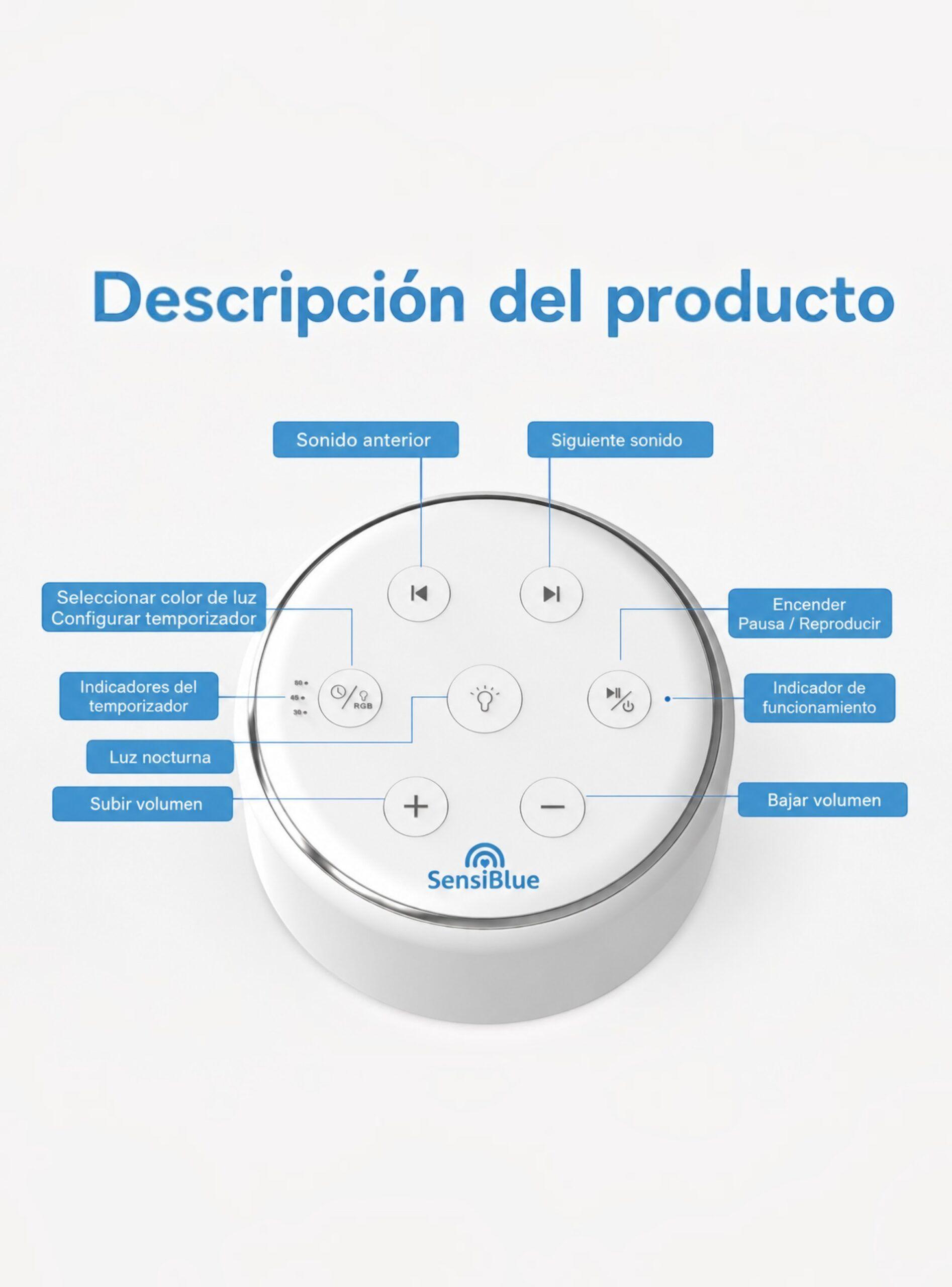 Máquina de Ruido Blanco y Luz Nocturna para Bebé-4
