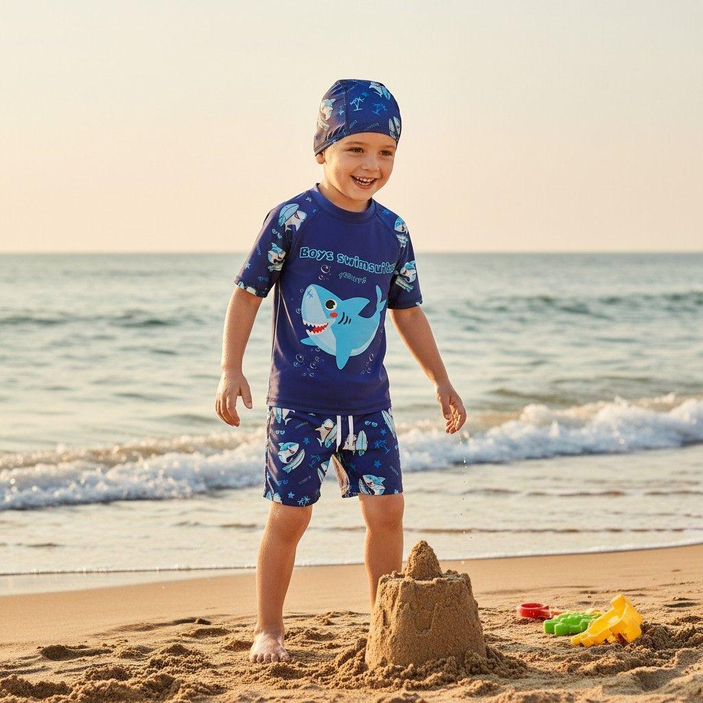 Traje de Baño Niño 3 Piezas Tiburón Azul SensiBlue-1