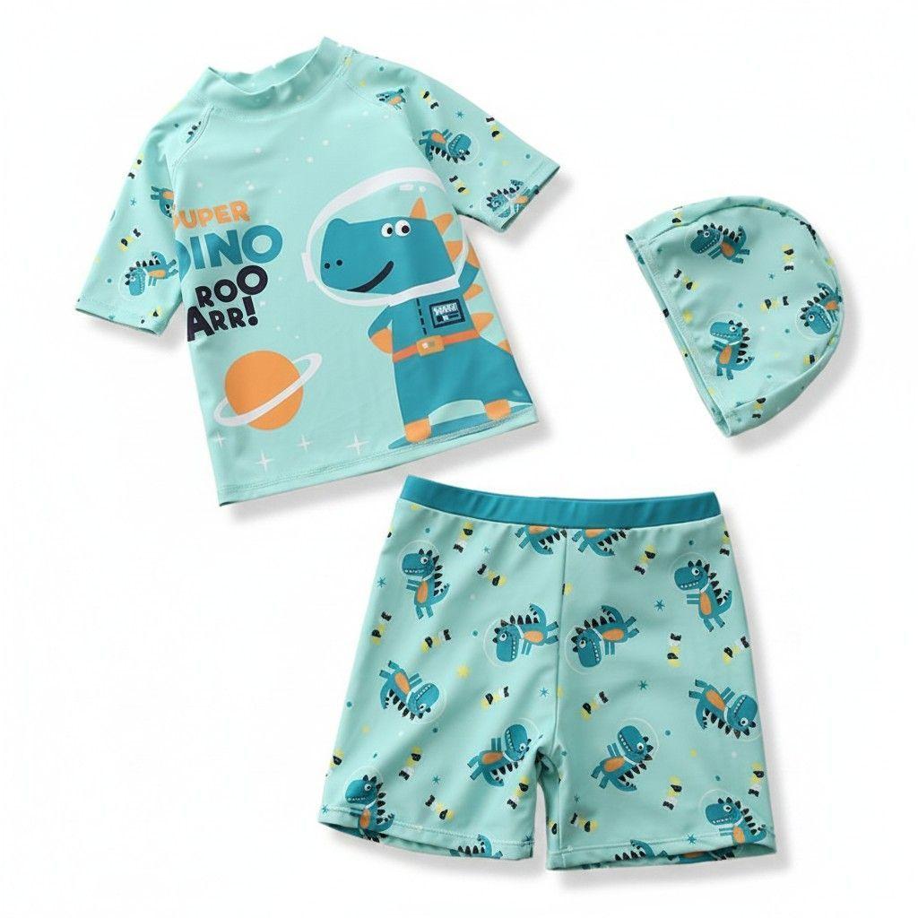 Set Traje de Baño 3 Piezas Dinosaurio Verde-0