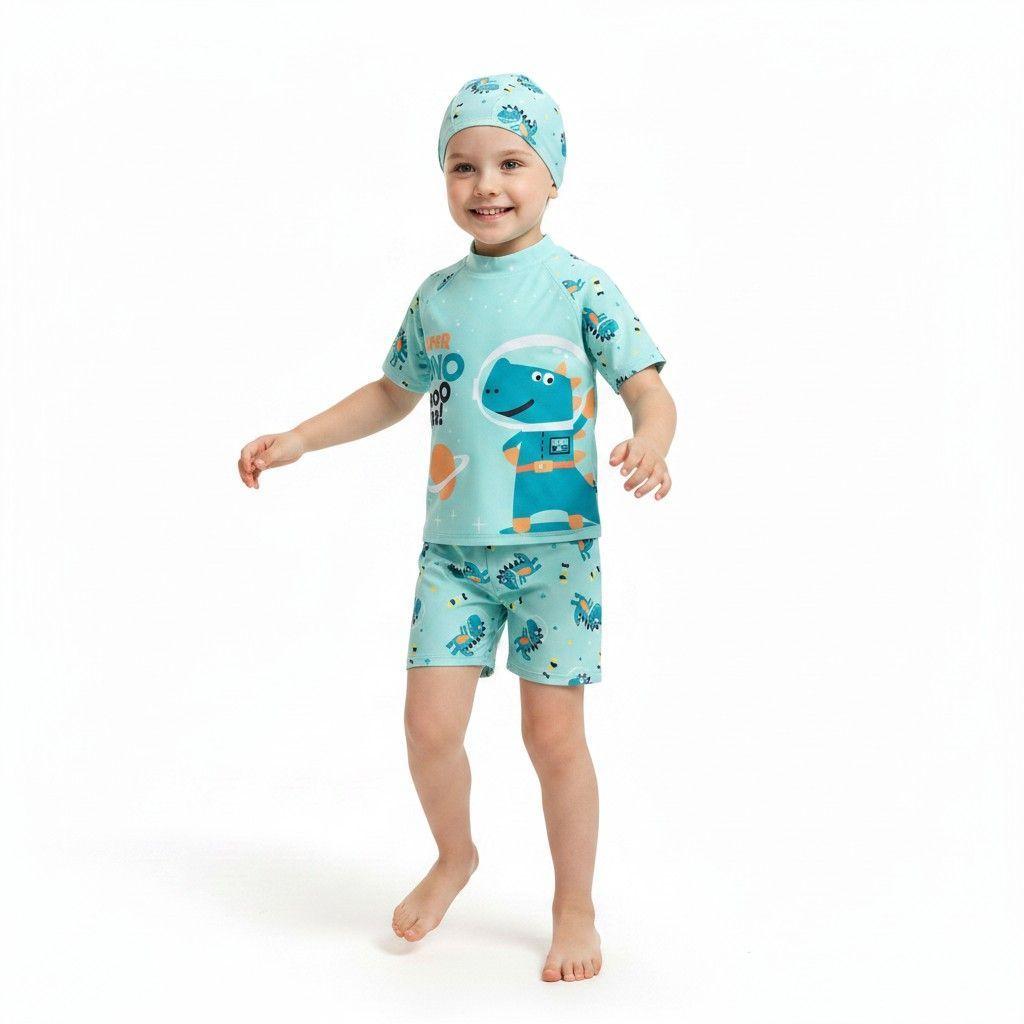 Set Traje de Baño 3 Piezas Dinosaurio Verde-1