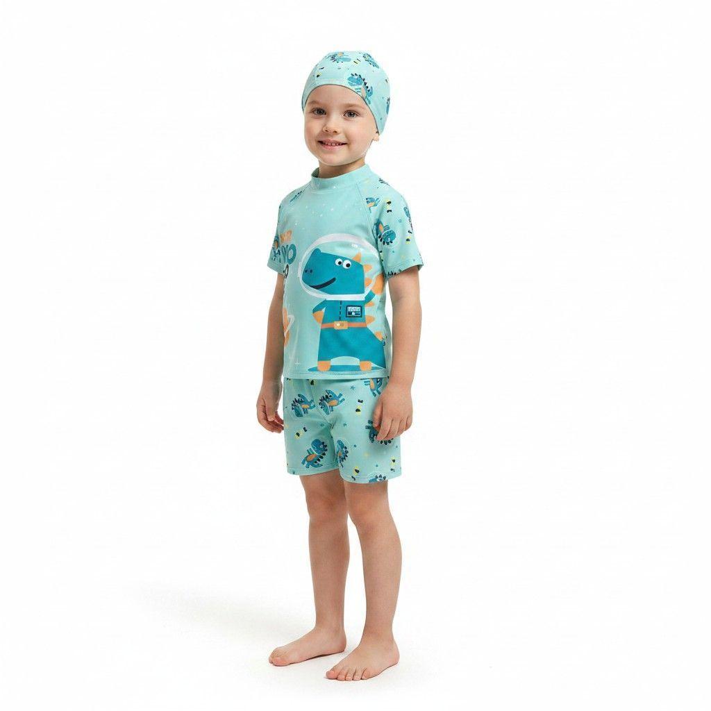 Set Traje de Baño 3 Piezas Dinosaurio Verde-2