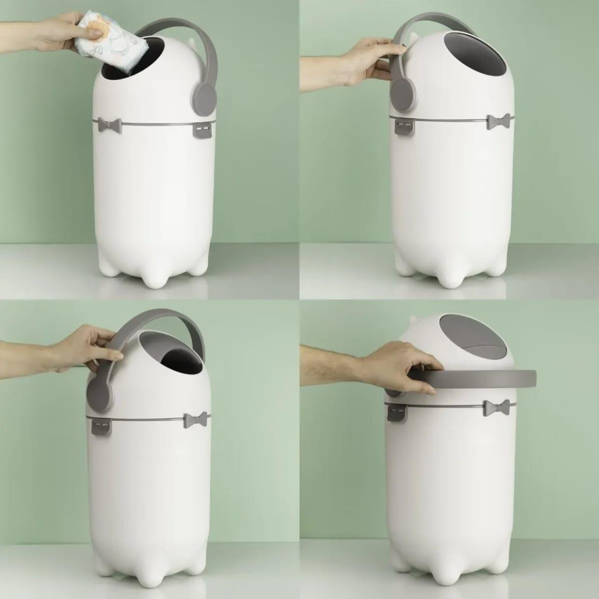 Contenedor de Pa ales Herm tico Blanco Basurero Antiodor BPA Free-3