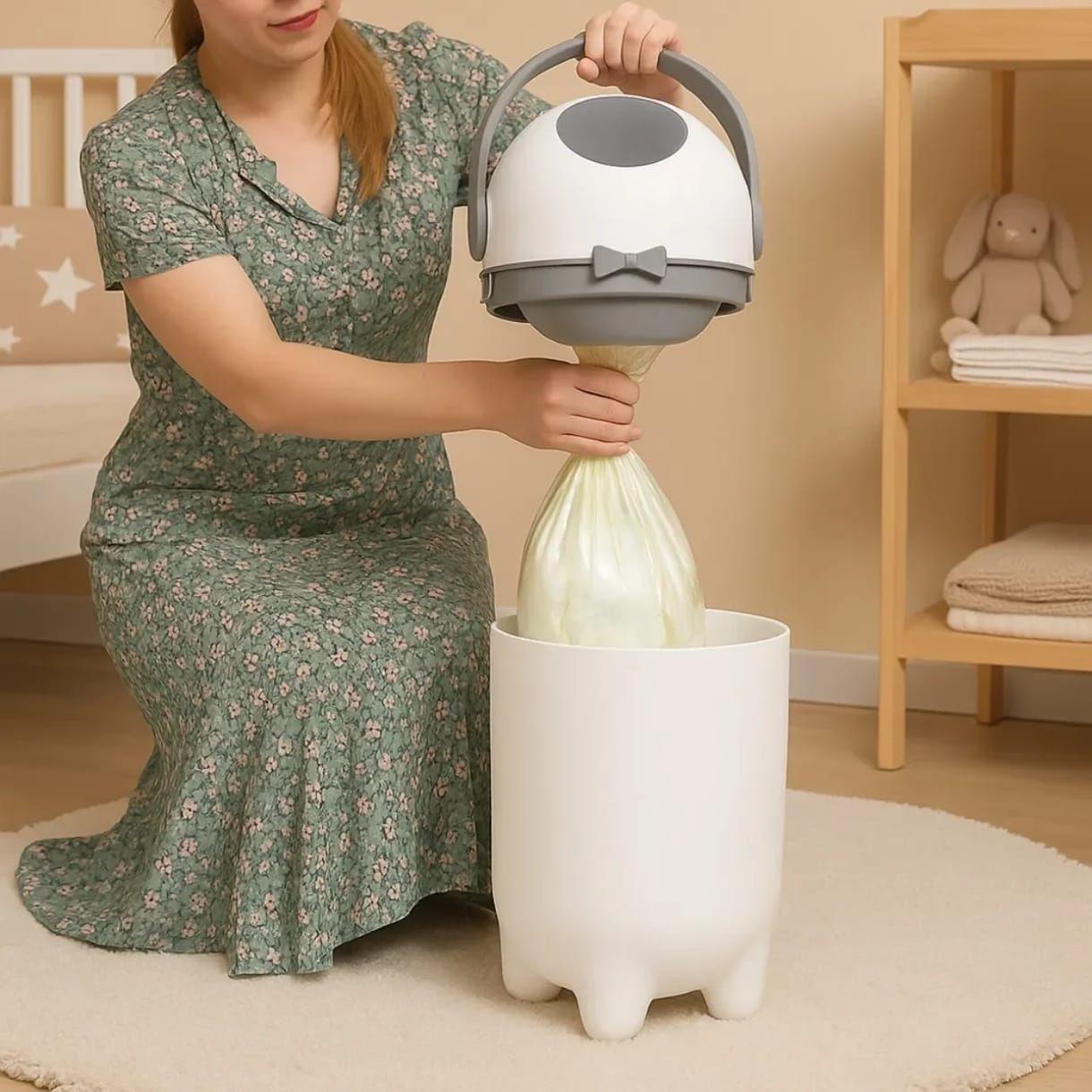 Contenedor de Pañales Hermético Blanco Basurero Antiodor BPA Free-4