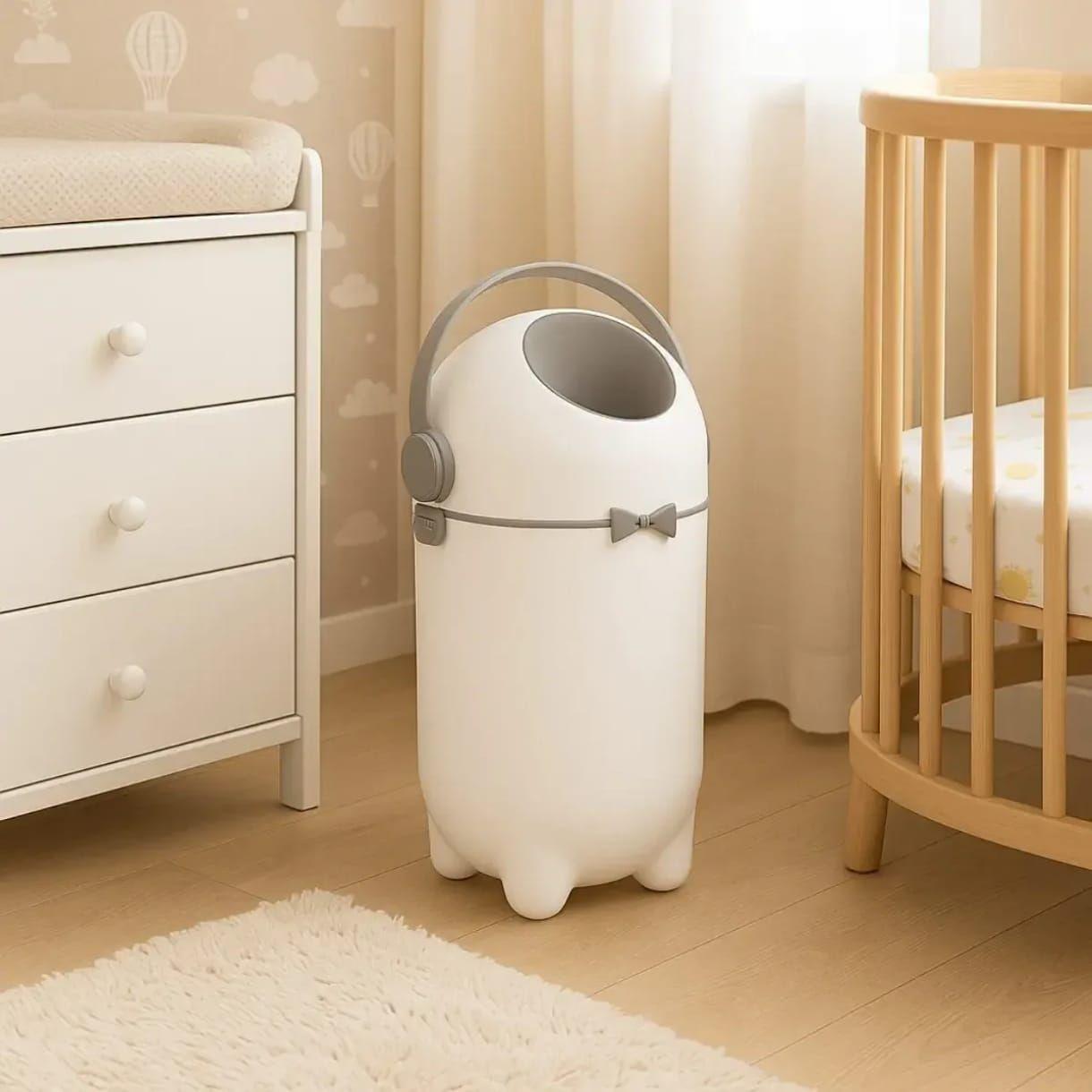 Contenedor de Pañales Hermético Blanco Basurero Antiodor BPA Free-6