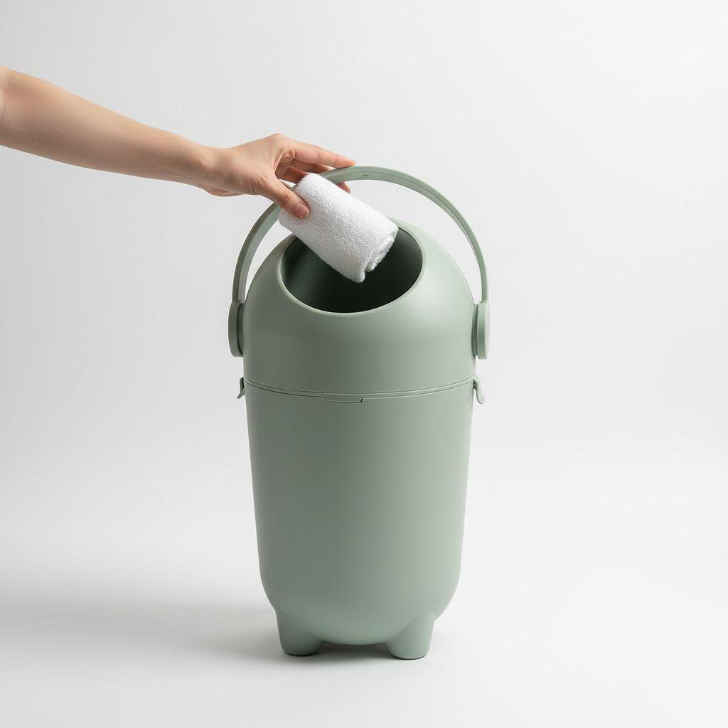Basurero de Pañales para Bebé Antiolores Color Verde-4