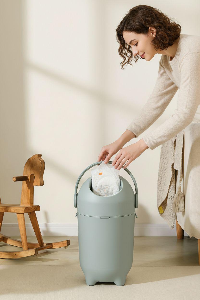 Basurero de Pañales para Bebé Antiolores Color Verde-5