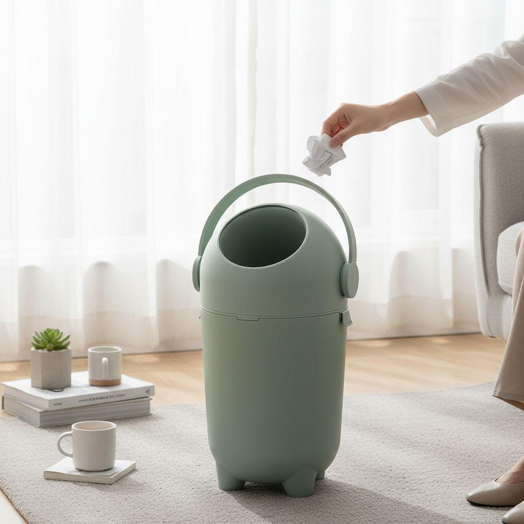 Basurero de Pañales para Bebé Antiolores Color Verde-6