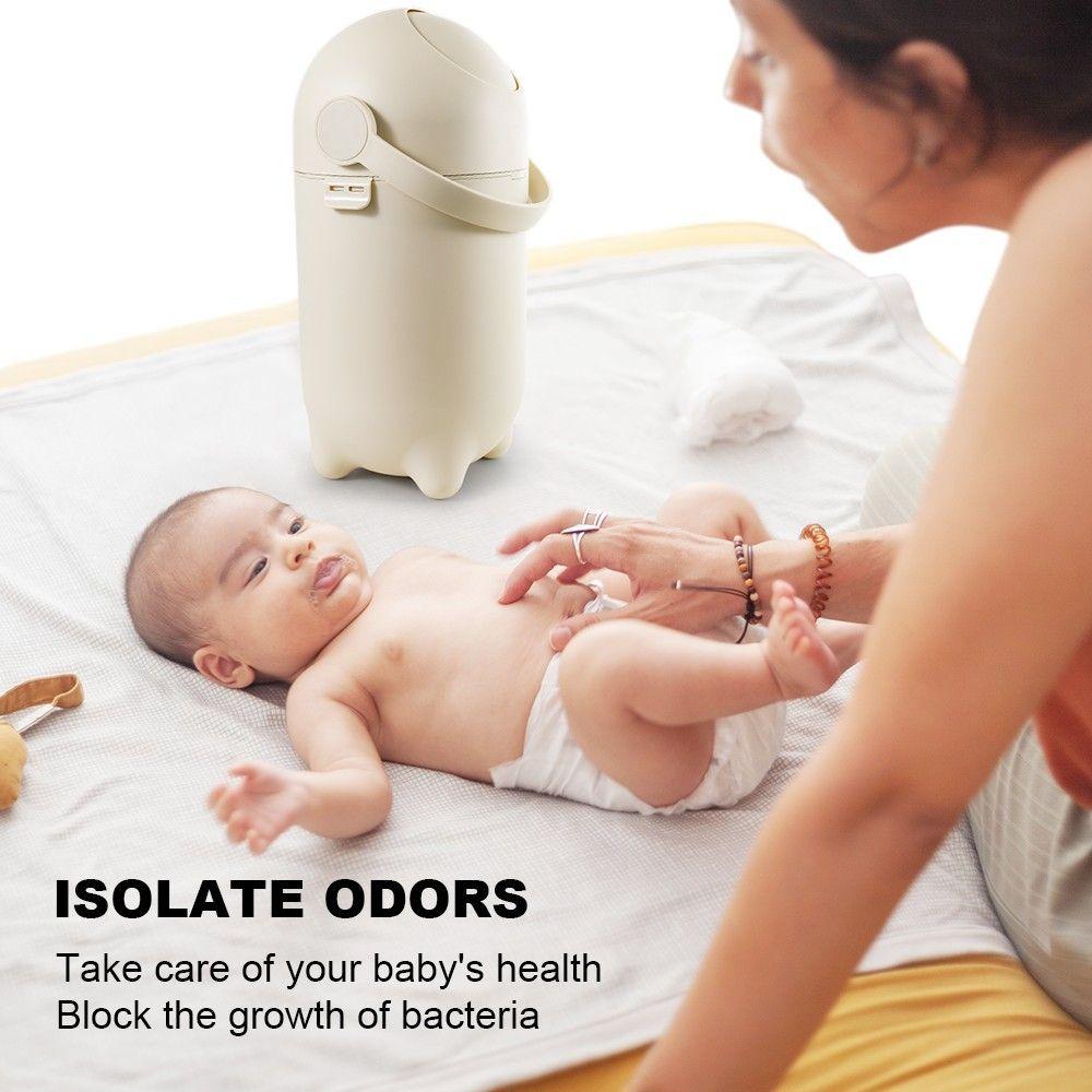 Contenedor de Pañales Hermético Beige 10 L | Basurero Antiodor BPA Free-3