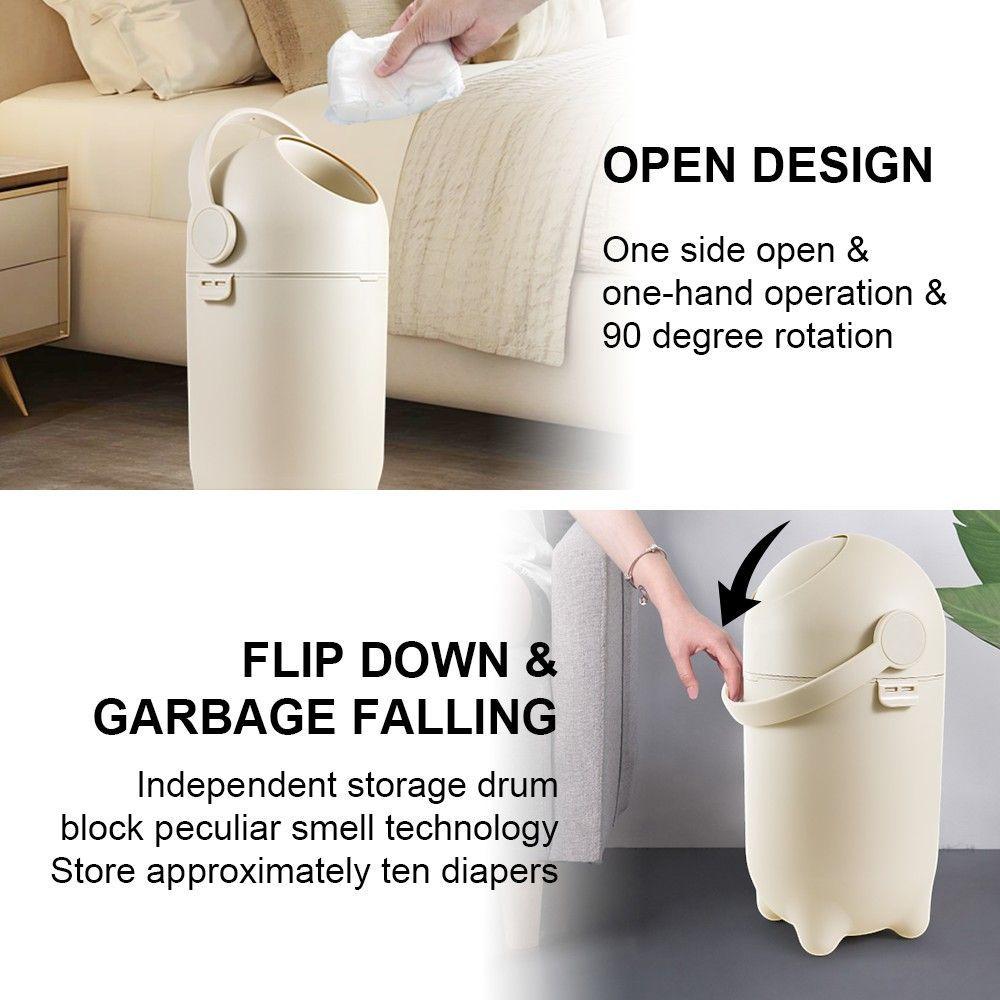 Contenedor de Pañales Hermético Beige 10 L | Basurero Antiodor BPA Free-4