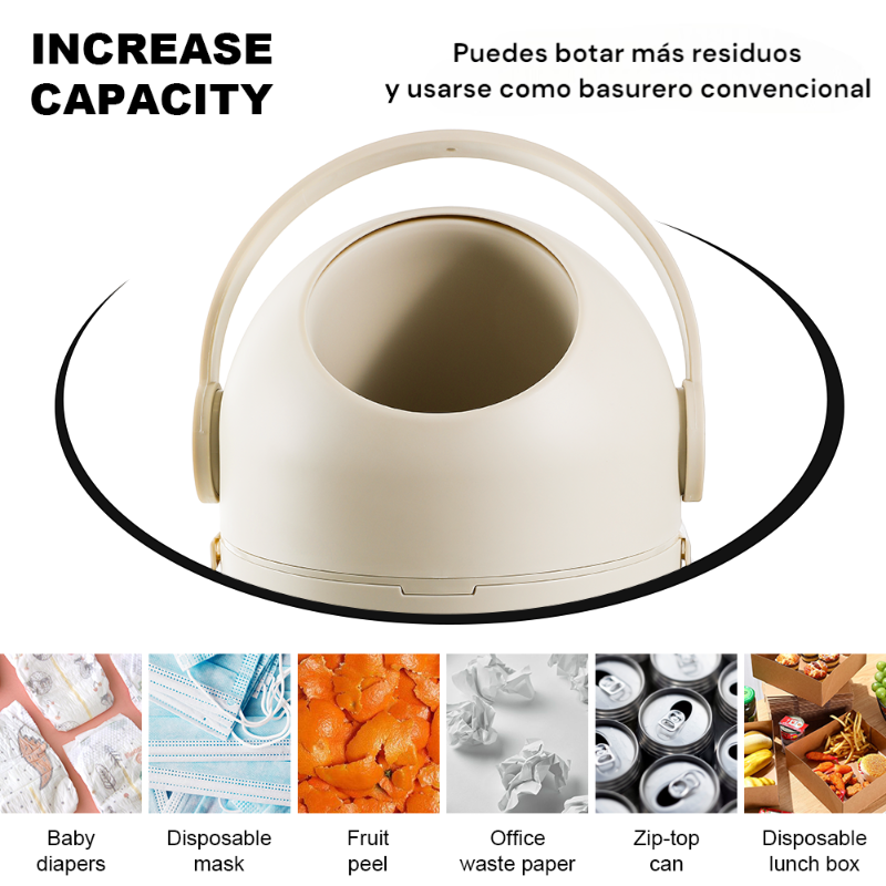 Contenedor de Pañales Hermético Beige 10 L | Basurero Antiodor BPA Free-5