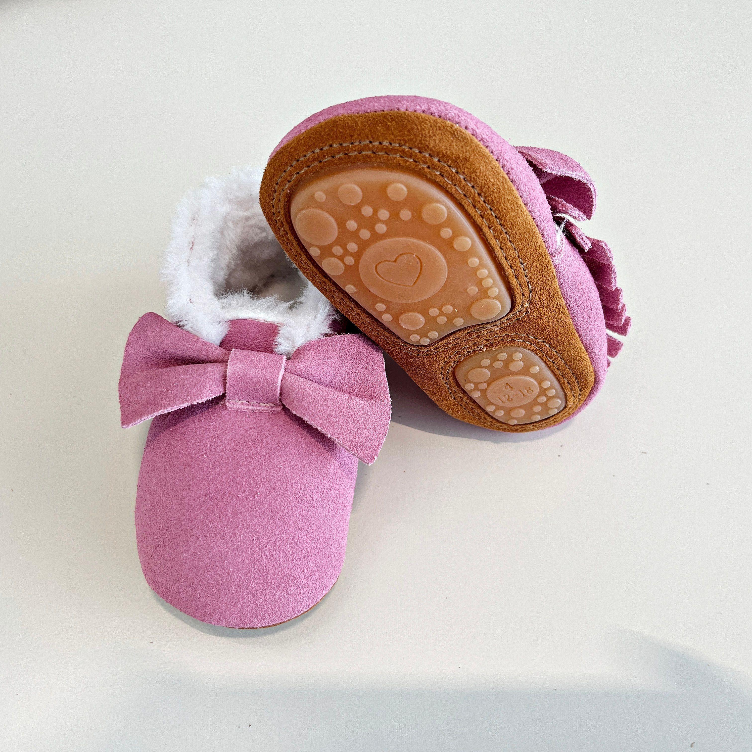 Zapatos de Bebé de Invierno con Lazo - Forrados en Felpa y Antideslizantes-2