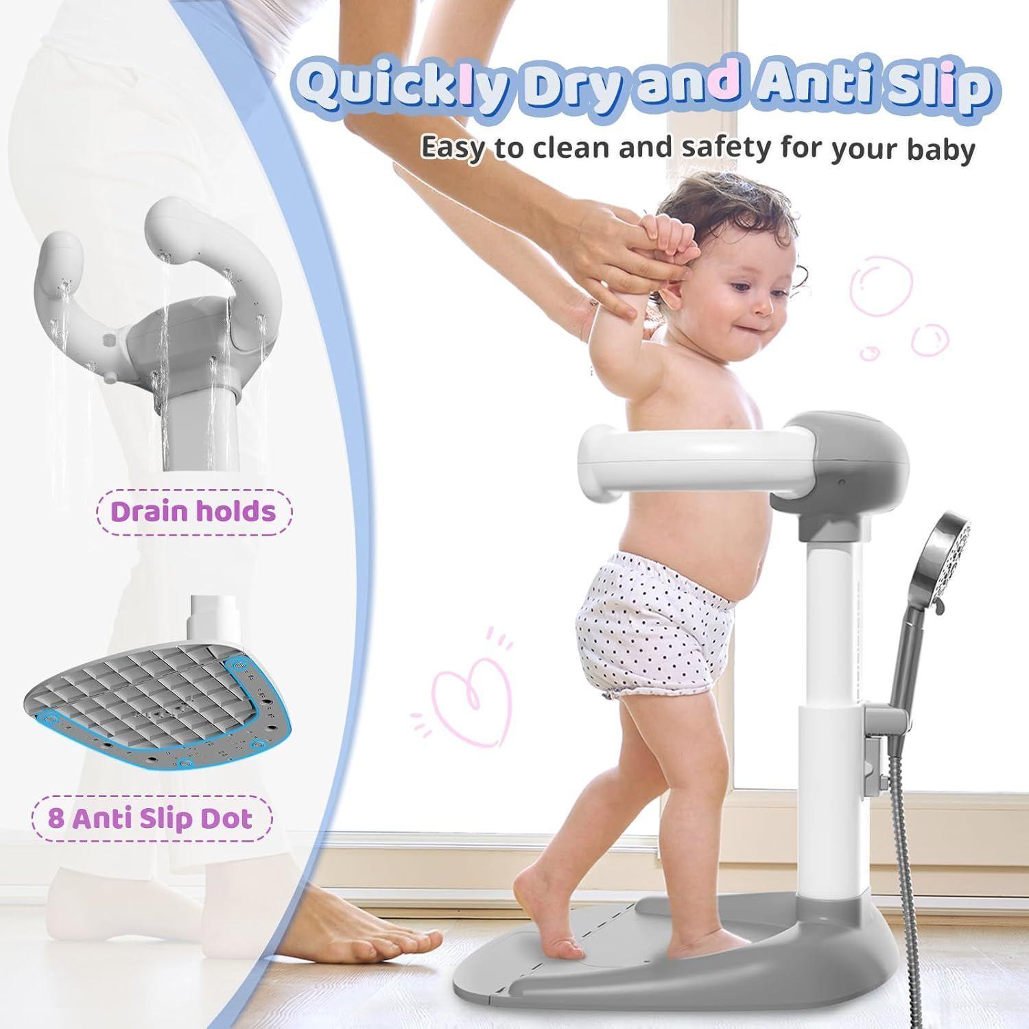 Soporte Ducha Bebé Ajustable 9 Posiciones Hug & Splash Gris Estilo de Bebé-4
