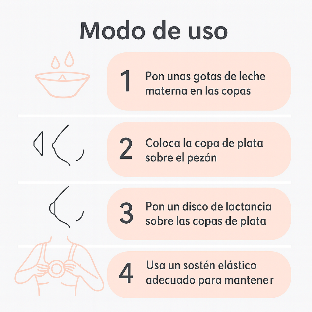 Copas de Plata Trilaminada 999 para Lactancia Alivio Natural de Pezones Agrietados-2