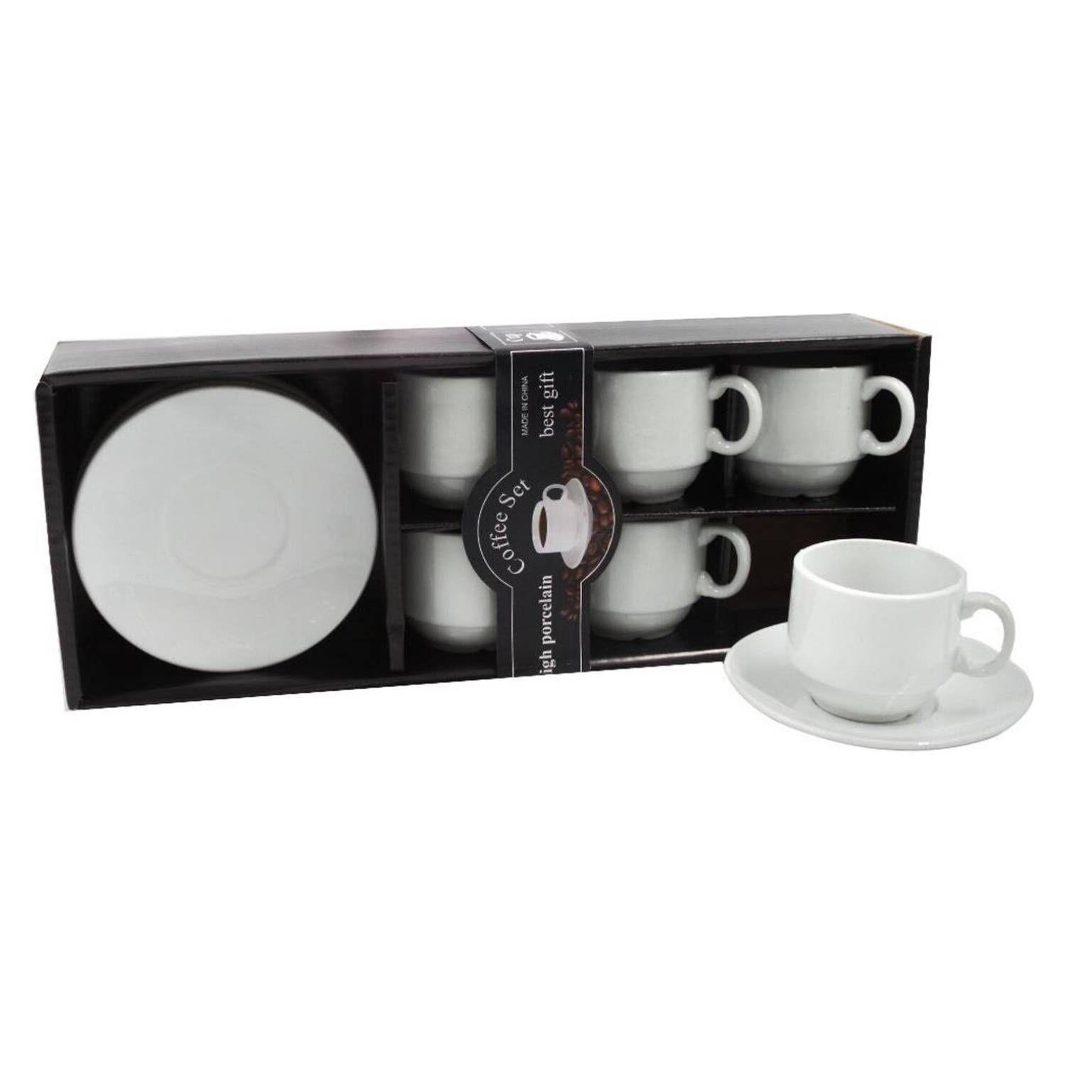 Set 6 Tazas Café Te Cerámica Venecia Blanca-0