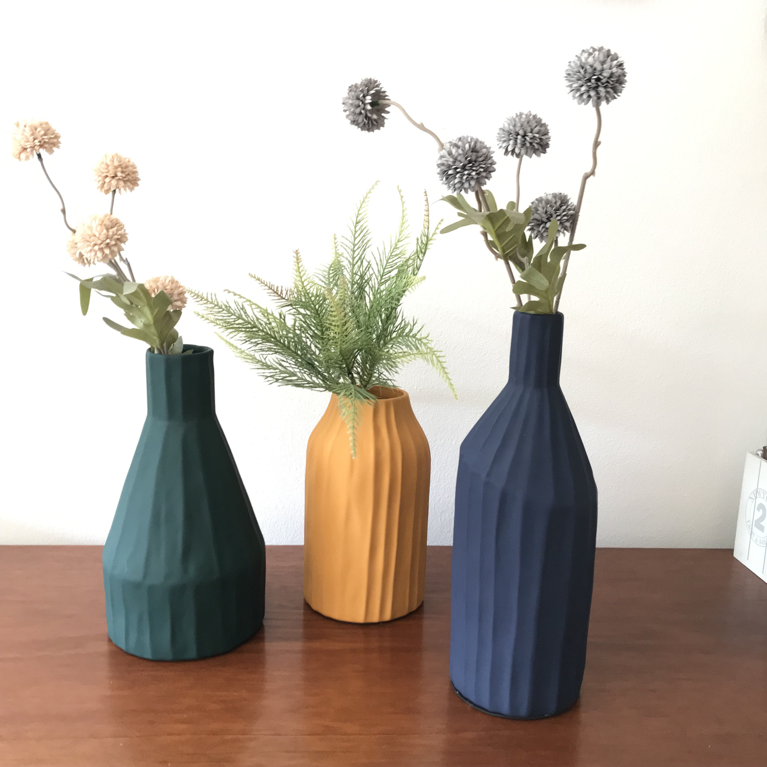 Florero geométrico azul-2