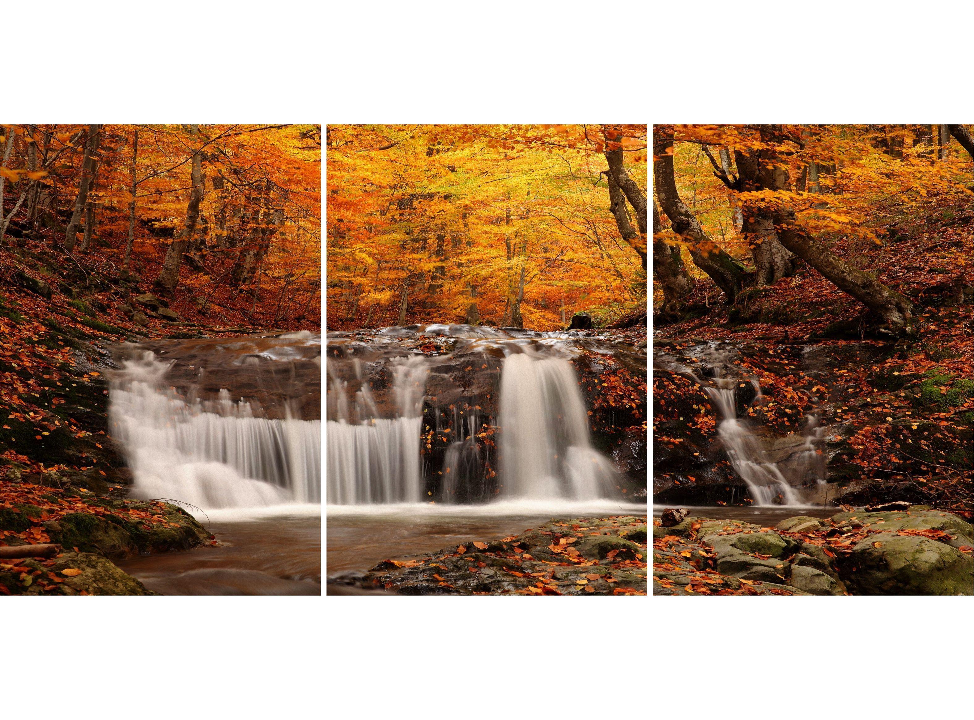 Cuadro Decorativo Paisaje Agua Otoñal (3Pzas)-2