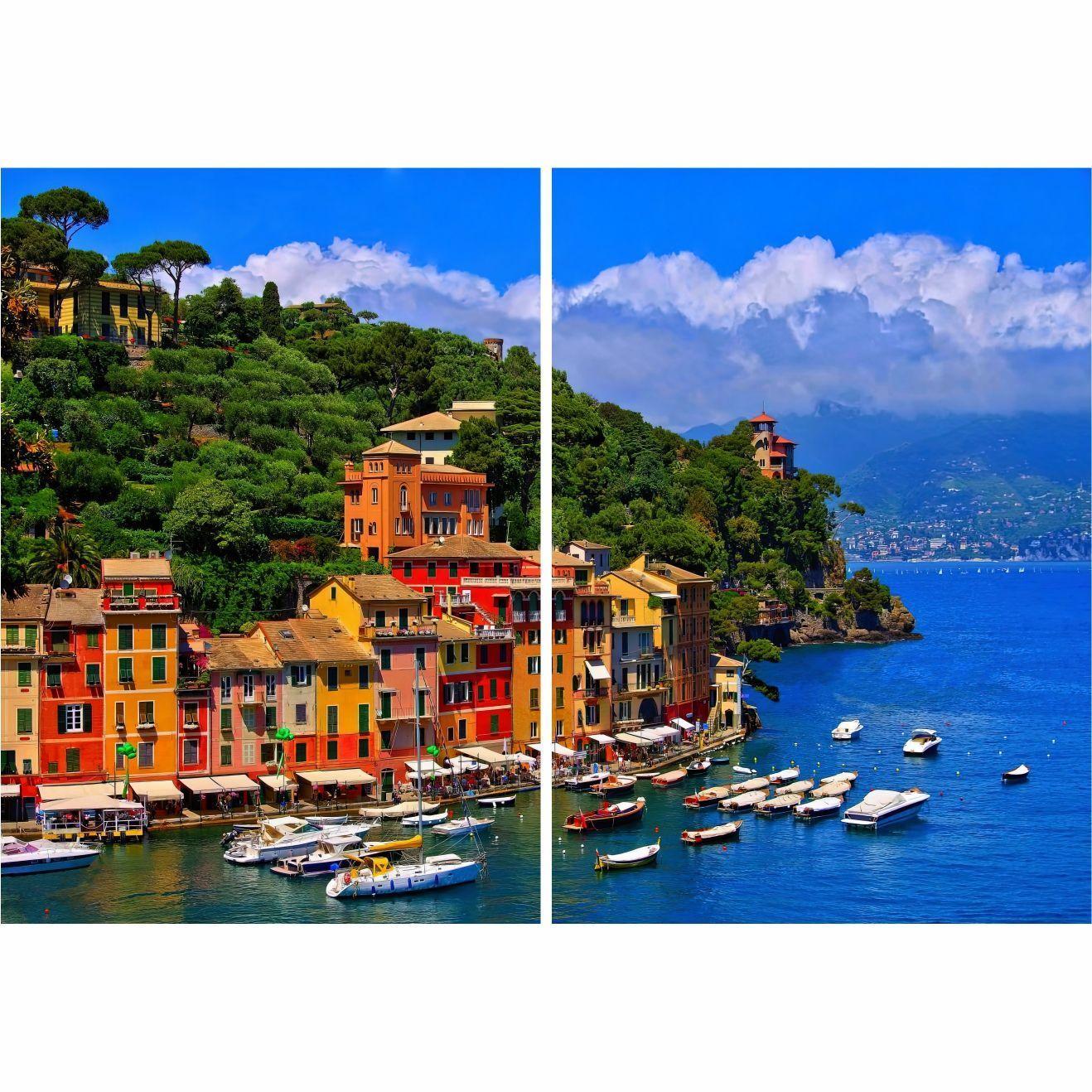 Cuadro Decorativo Paisaje Portofino Italia 2Pzas-2