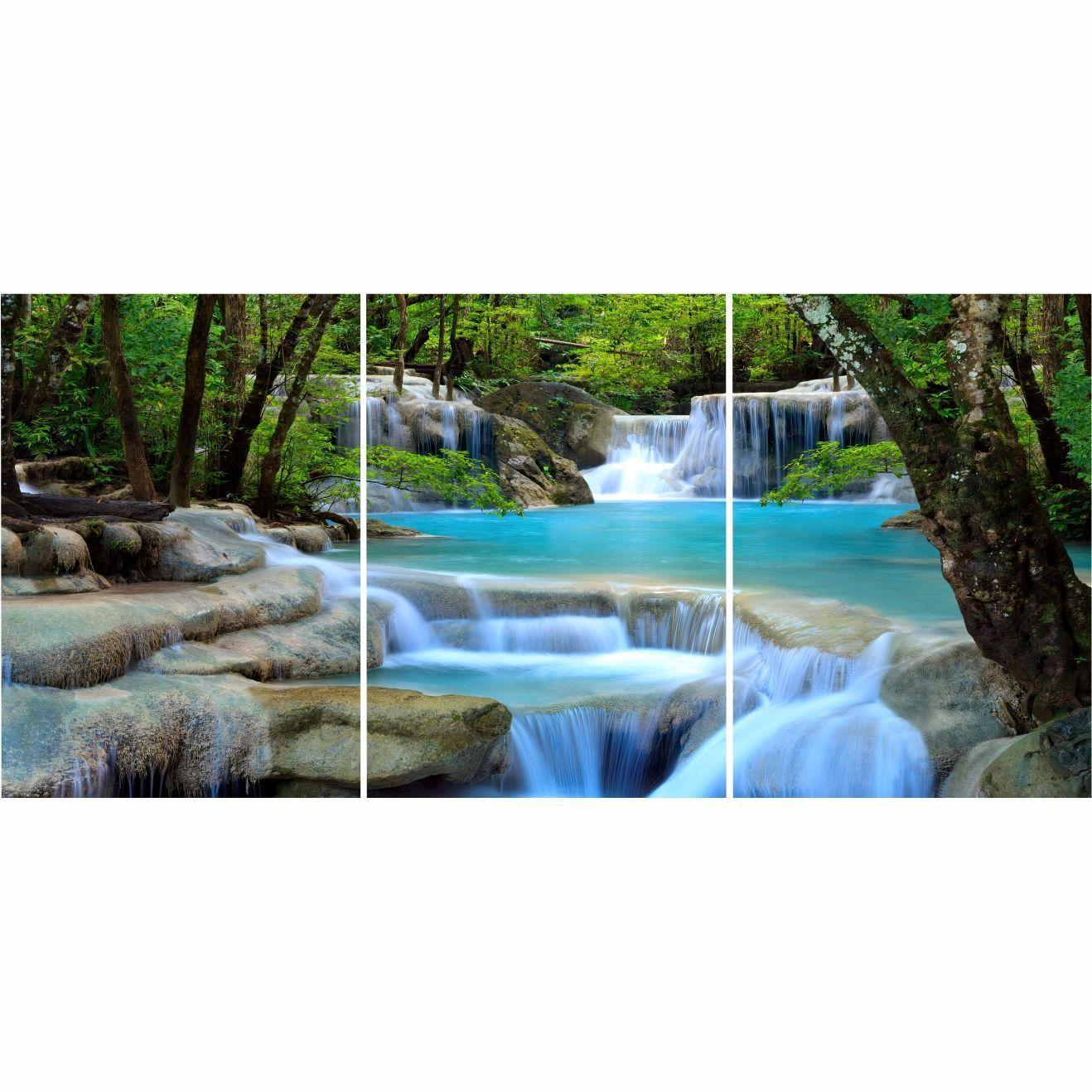 Cuadro Deco Paisaje Aguas Turquesa (3Pzas)-2