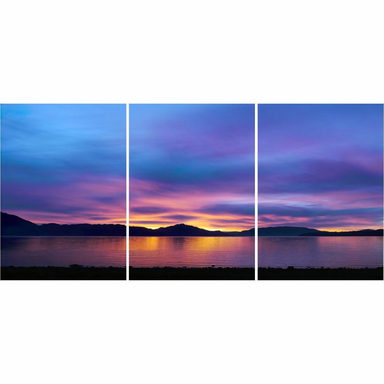 Cuadro decorativo Paisaje Violeta Azulino (3Pzas)-2