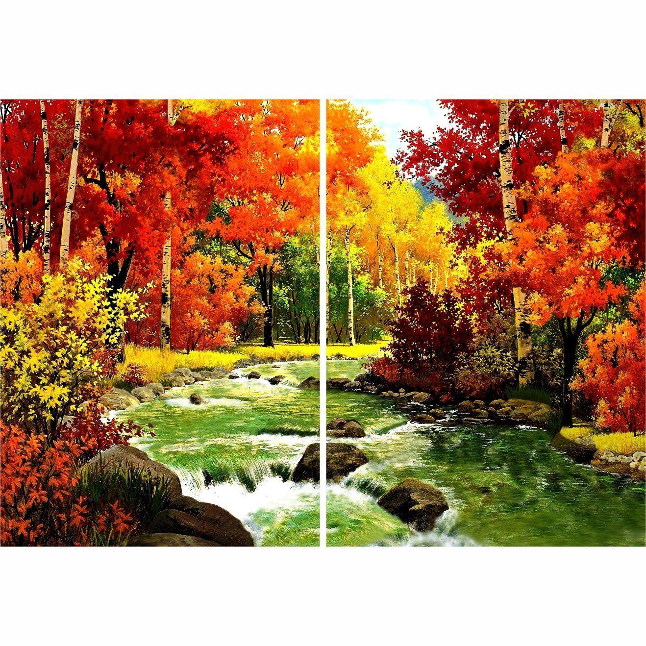 Cuadro Decorativo Paisaje Bosque Rojizo-2