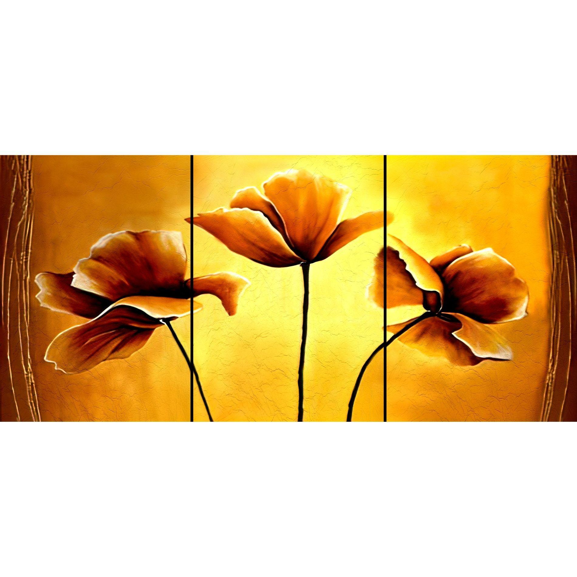 Cuadro Decorativo 3 Flores Amarillas (3Pzas)-0