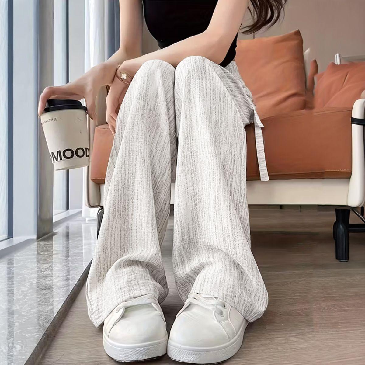 Pantalón Palazzo Lino Viscosa Tela Liviana Verano Tiro Alto Elasticado-3